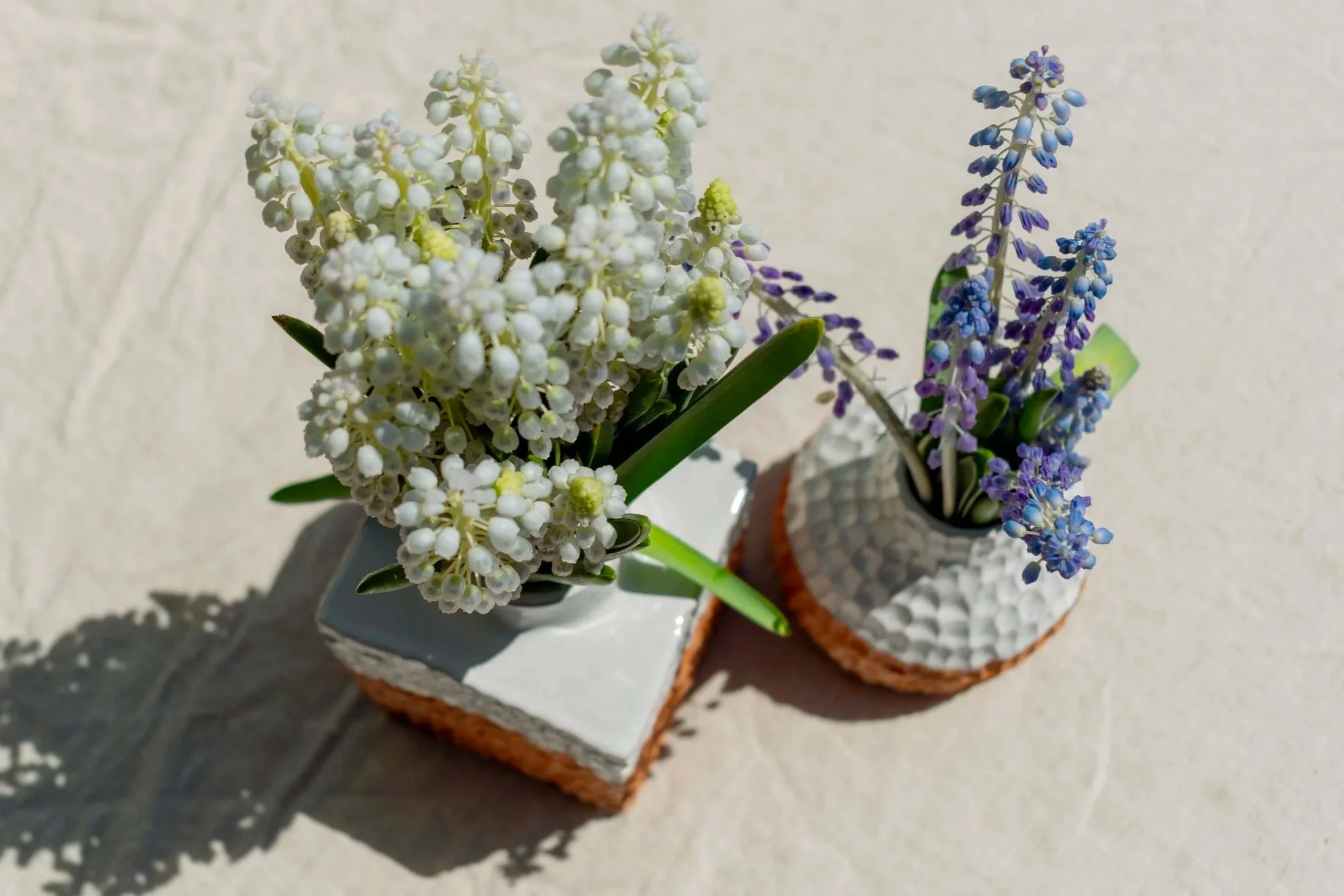 Close-up of two wedding ceramic vases