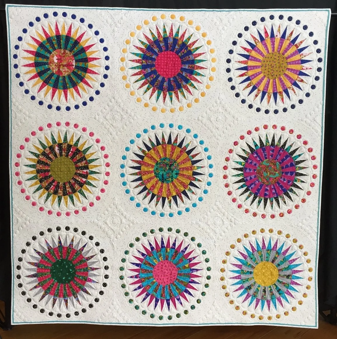 GOVERNOR'S AWARD: 
Confetti Carnival, Pieced and quilted by Norma Ippolito, 68 x 68 in, Chester, VT