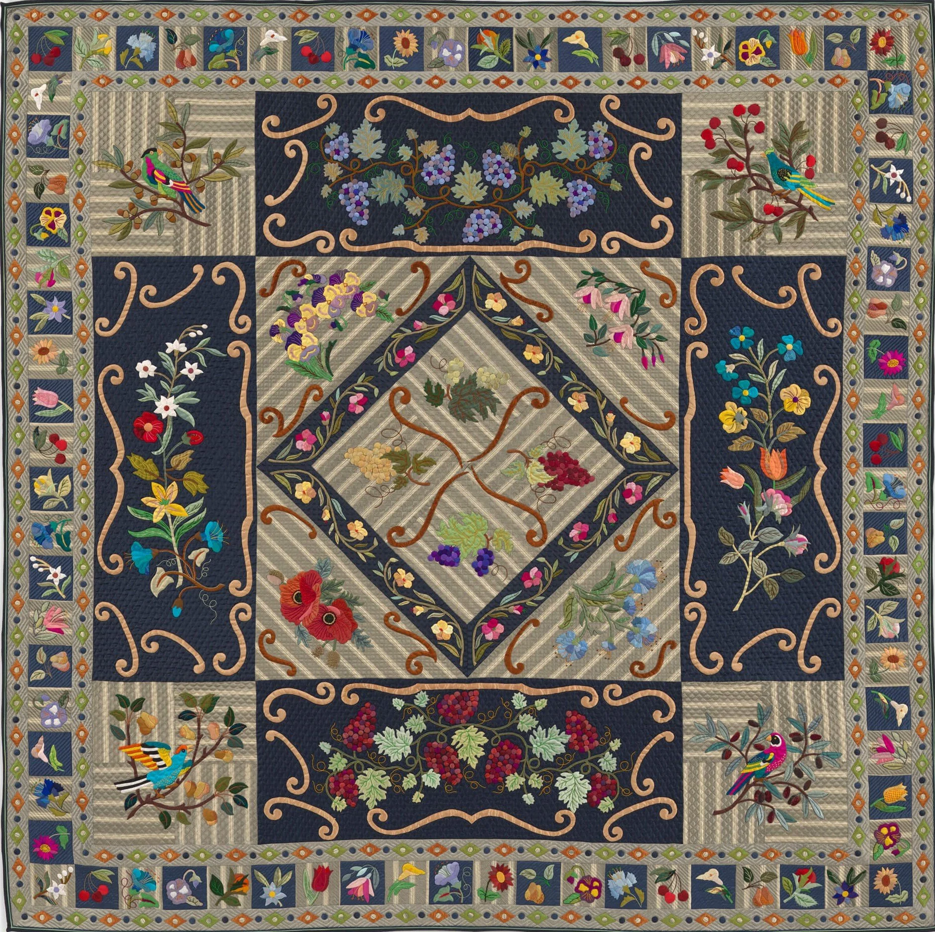 Best Applique: On The Silk Road, pieced, appliqued, and quilted by Barbara Korengold, 81" x 81", Chevy Chase, MD