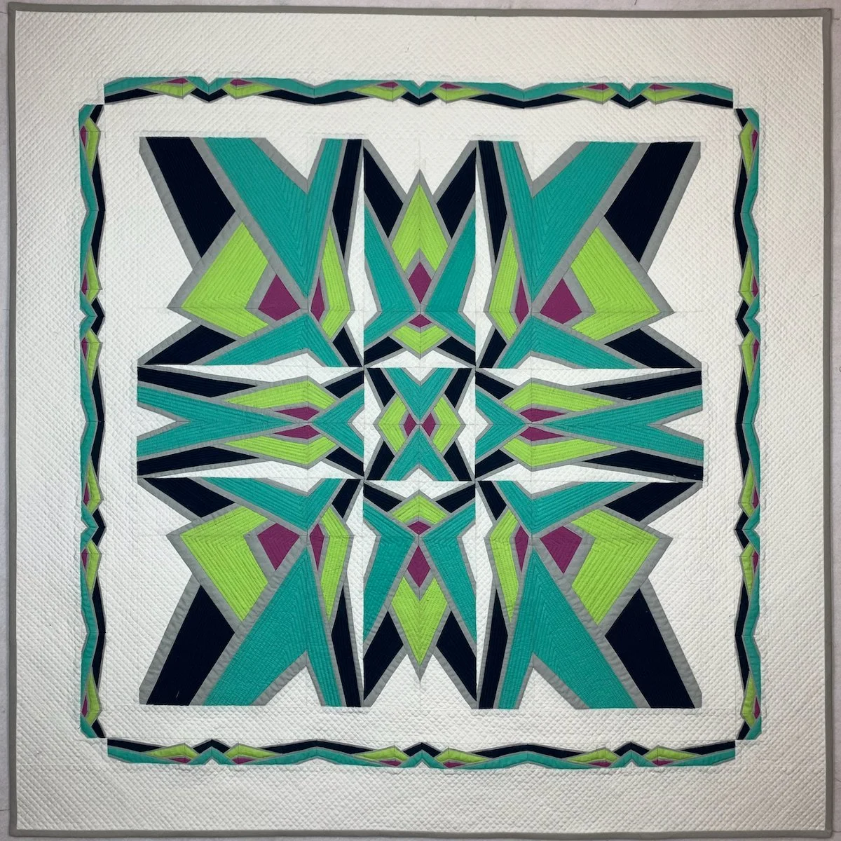 BEST OF SHOW: Azulejos, pieced and quilted by Betsy Vinegrad, 42 x 42 in, Shorthills, NJ