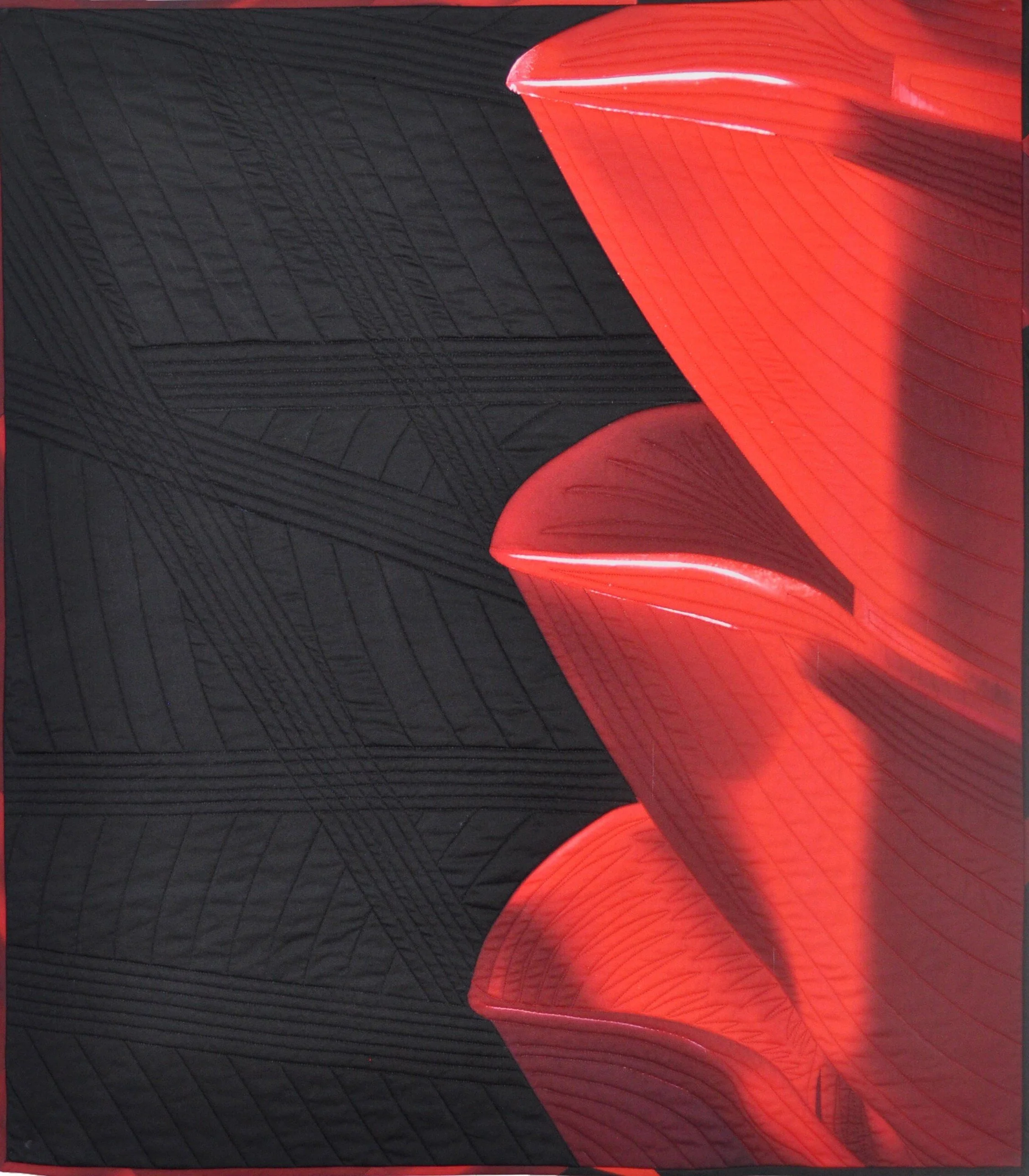 Best Art Quilt: Bucket Lips by Rosalind Daniels, quilted by Rosalind Daniels, 32" x 37", Cabot, VT