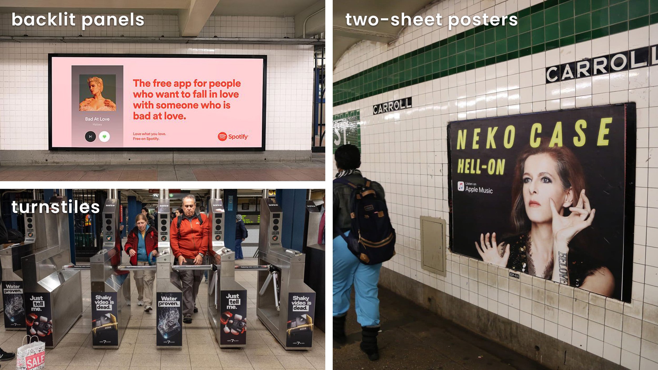 Subways and rail systems offer a variety of station media that can be used to reach riders in major markets. Some examples include two-sheet posters, turnstiles and backlit panels. Station media delivers messages in uncluttered, visually stimulating