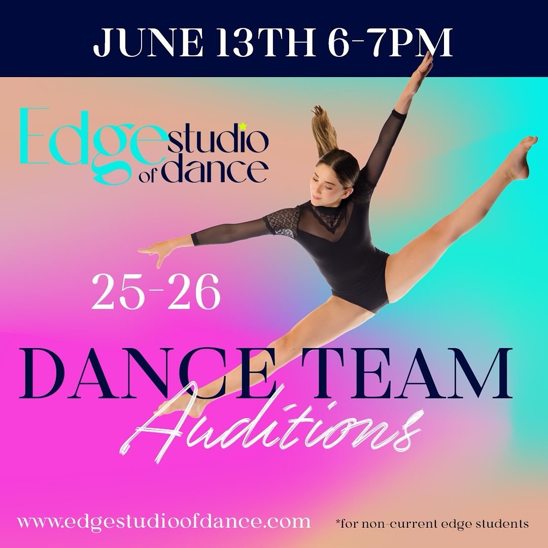 ✨ 💙 For dancers ready to take their passion to the next level, our Dance Teams offer the perfect stage to grow, train and shine! 💙✨ Auditions for our dance teams will held at Edge Studio of Dance June 13th from 6-7pm.
This is only for dancers not c