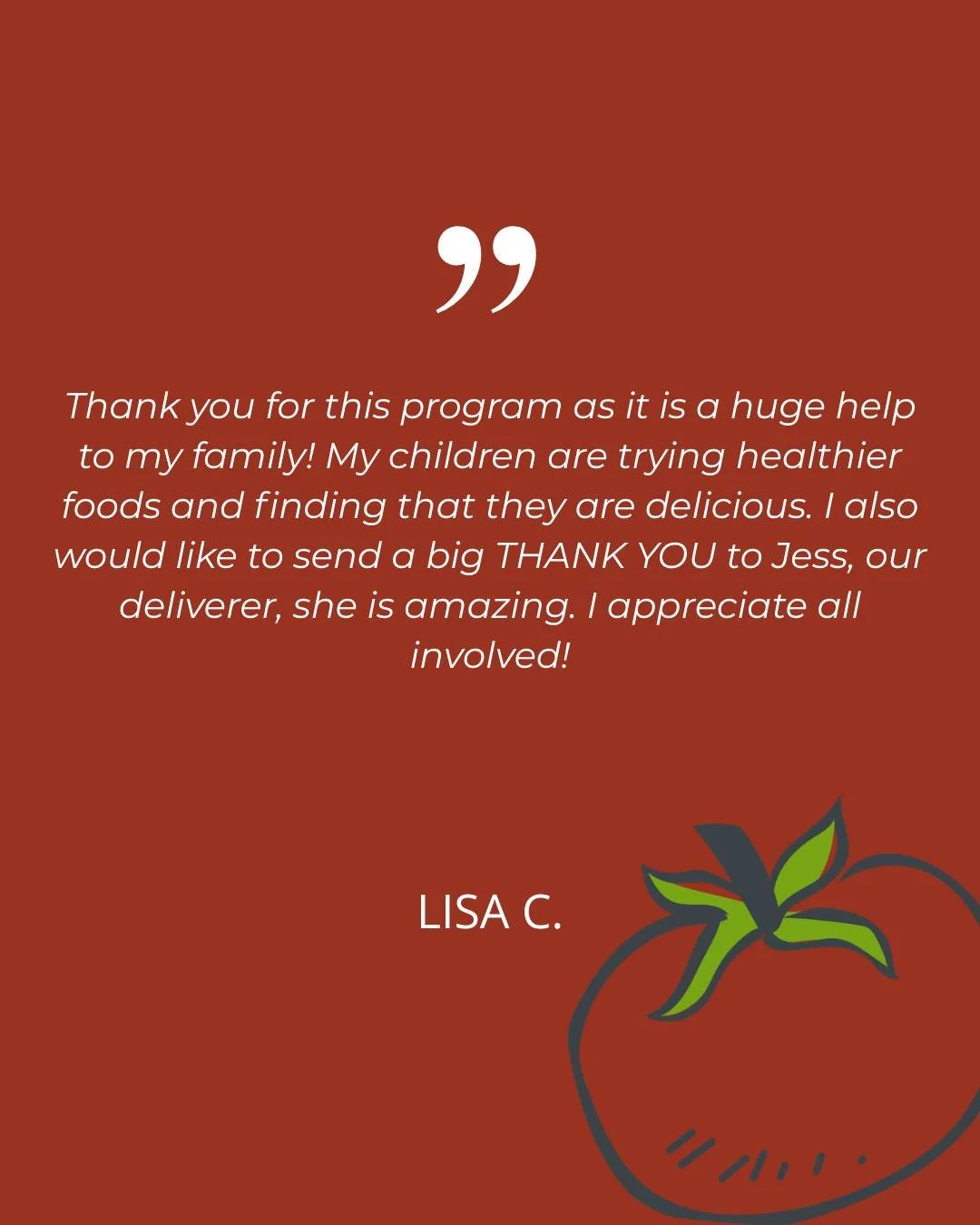 A little love from one of our A Single Bite families. 🍅❤️

At A Single Bite, we believe everyone deserves access to fresh, nutritious food. Hearing how our program is making a difference for local families is a reminder of why we do what we do.

To 