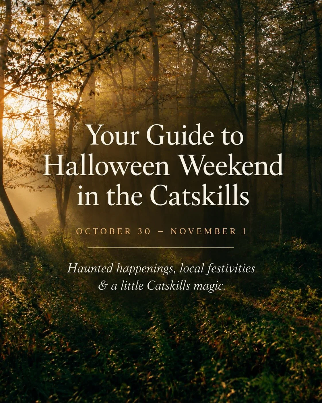Halloween weekend in the Sullivan Catskills is looking pretty spooktacular. 🎃👻

Haunted mansions, spooky trails, pumpkin carving, costume parties, murder mysteries, and plenty of trick-or-treating. Whether you&rsquo;re looking for a good scare or s