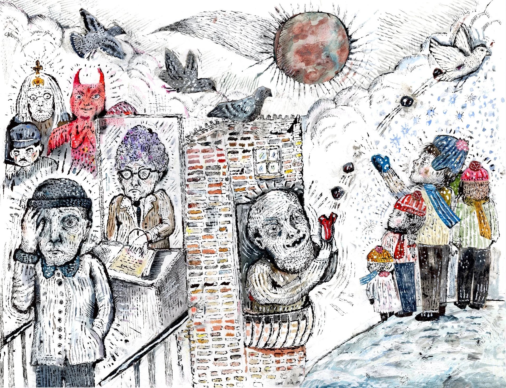  Illustration for the  Baffler , accompanying three short stories by Alla Gorbunova.  