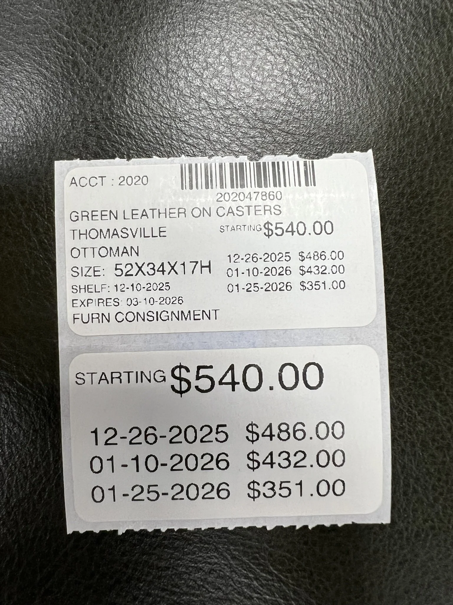 Thomasville Leather on Casters!