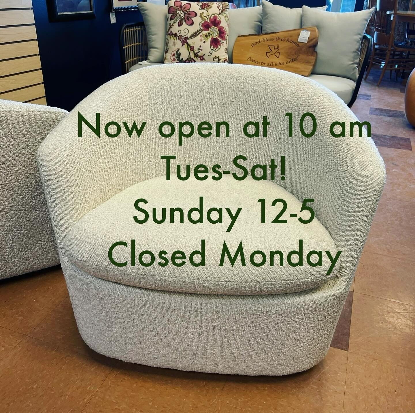 New hours! Come visit us at 10am today!