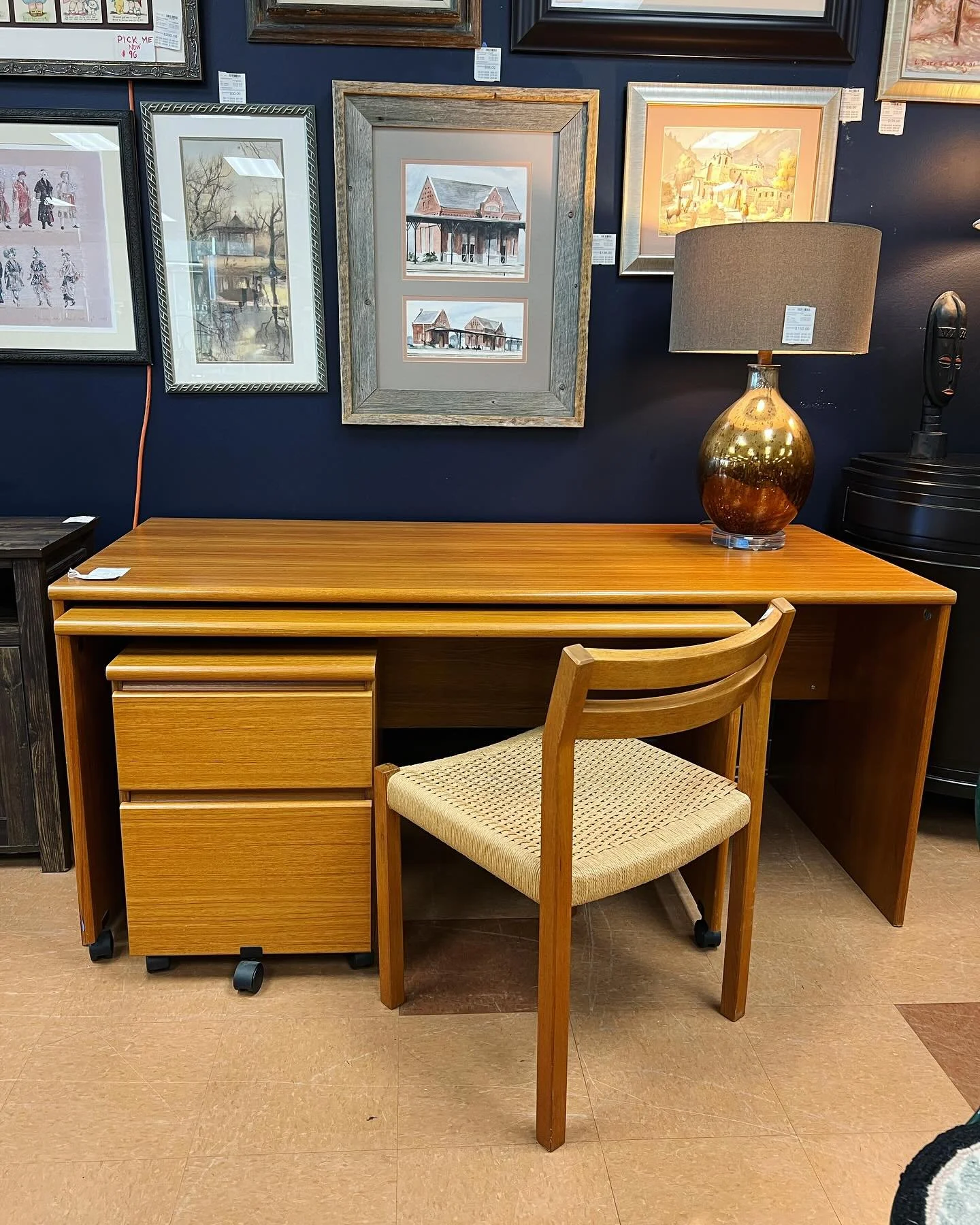 3 PC office set with MANY configurations# options! Teak veneer 🥰