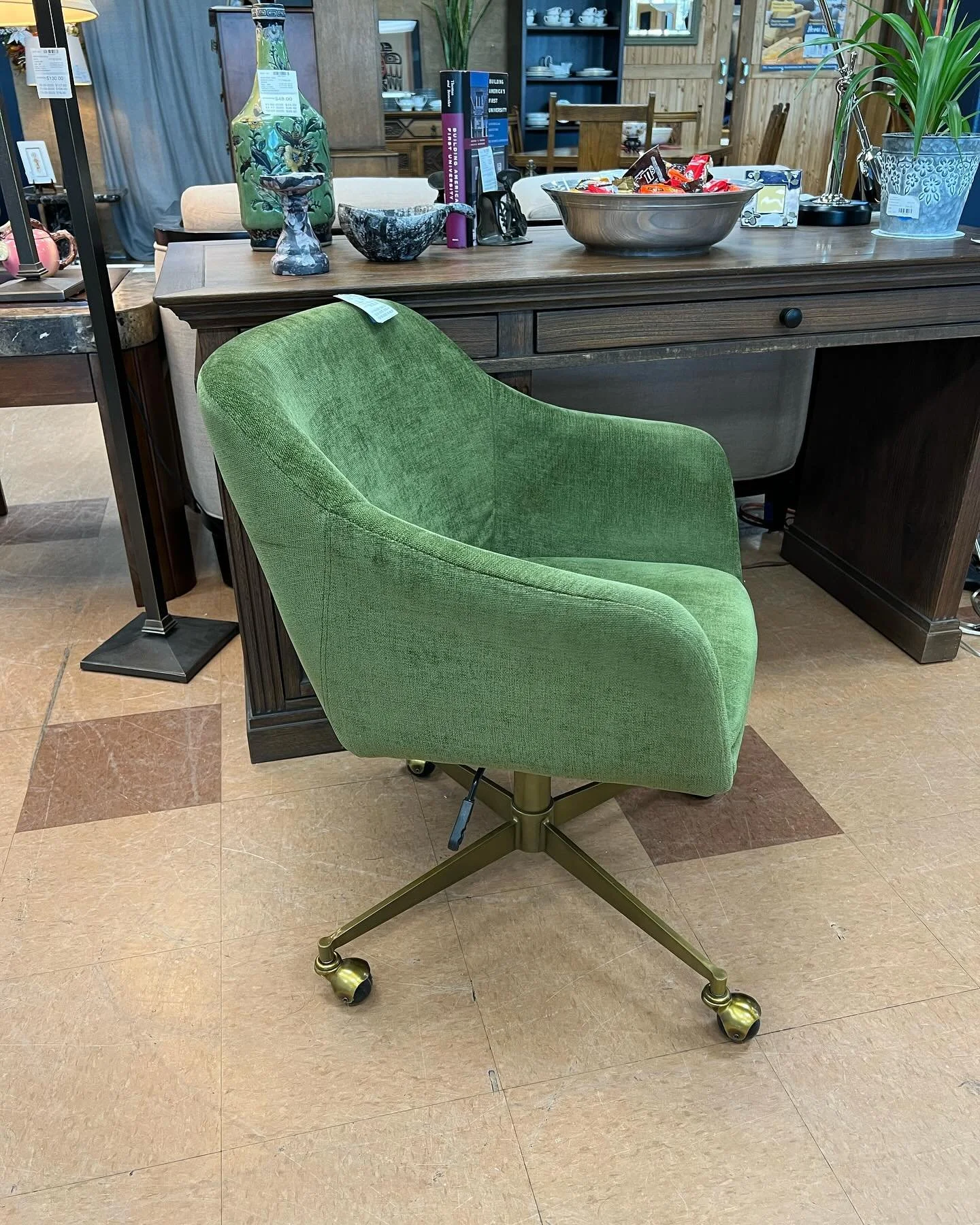 Velvet office chair on casters!!