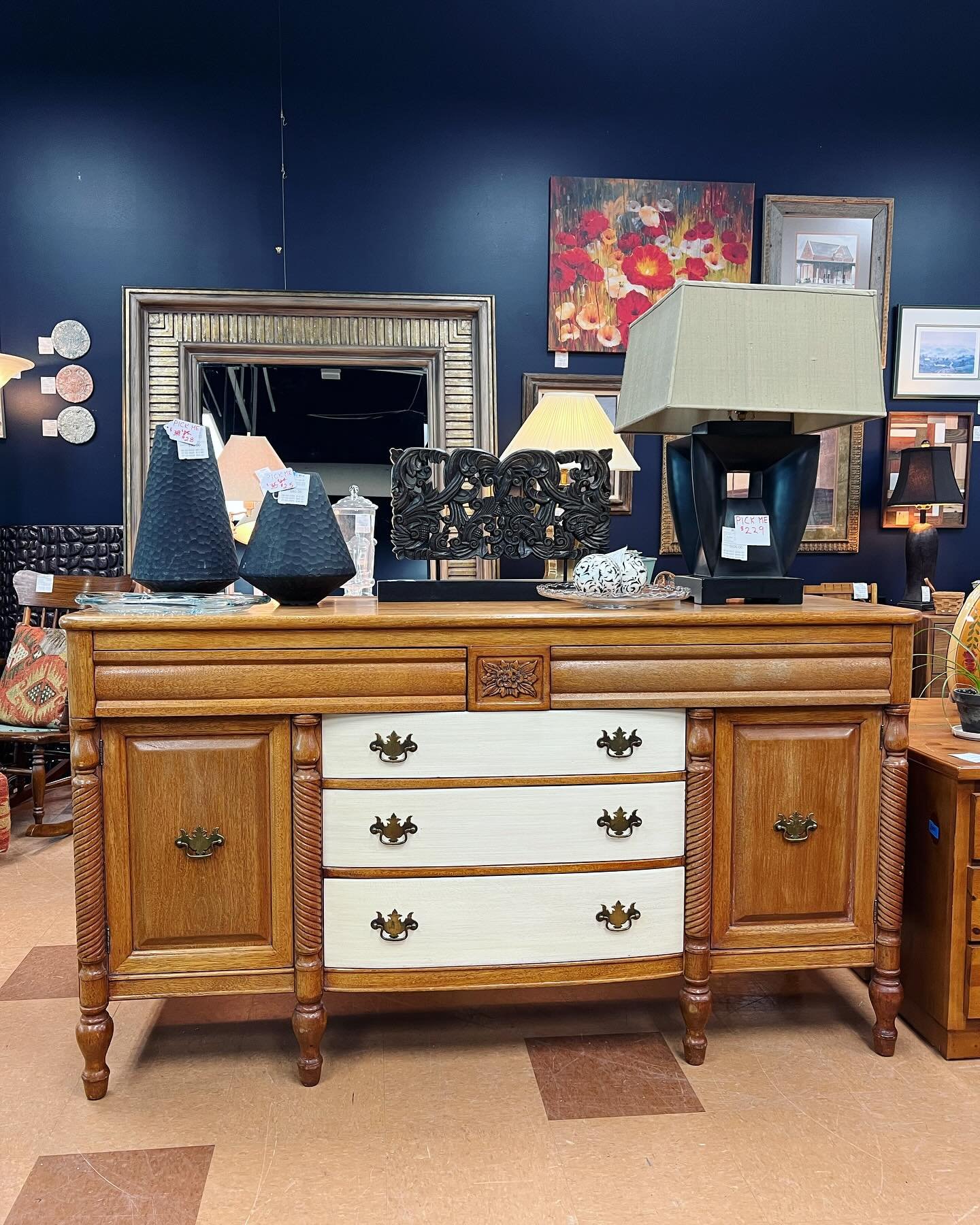 Finch Fine Furniture- stunning buffet!! Zoom in to find the carved details 😍