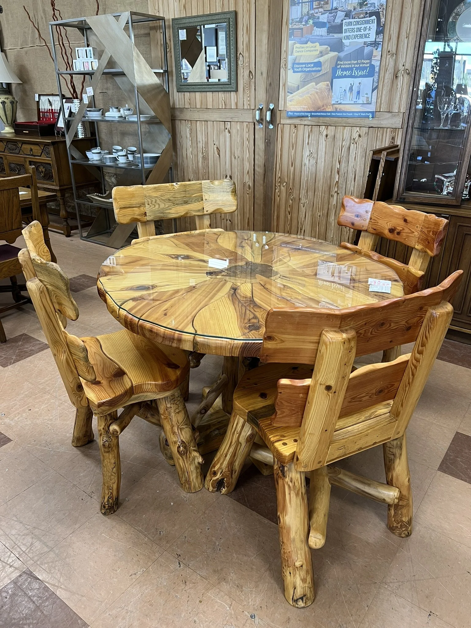 Custom Pine 5 PC set with glass top!
