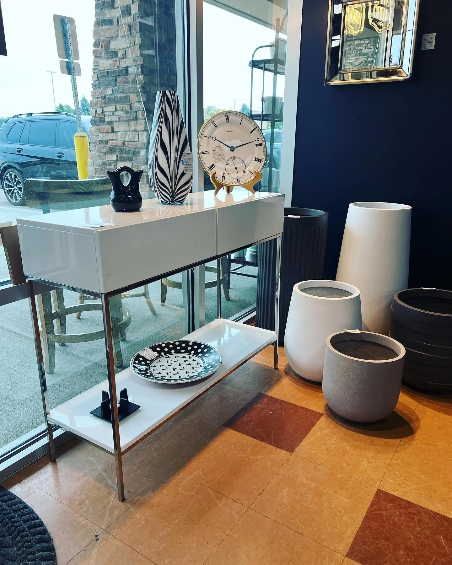 West Elm White Lacquer Console!