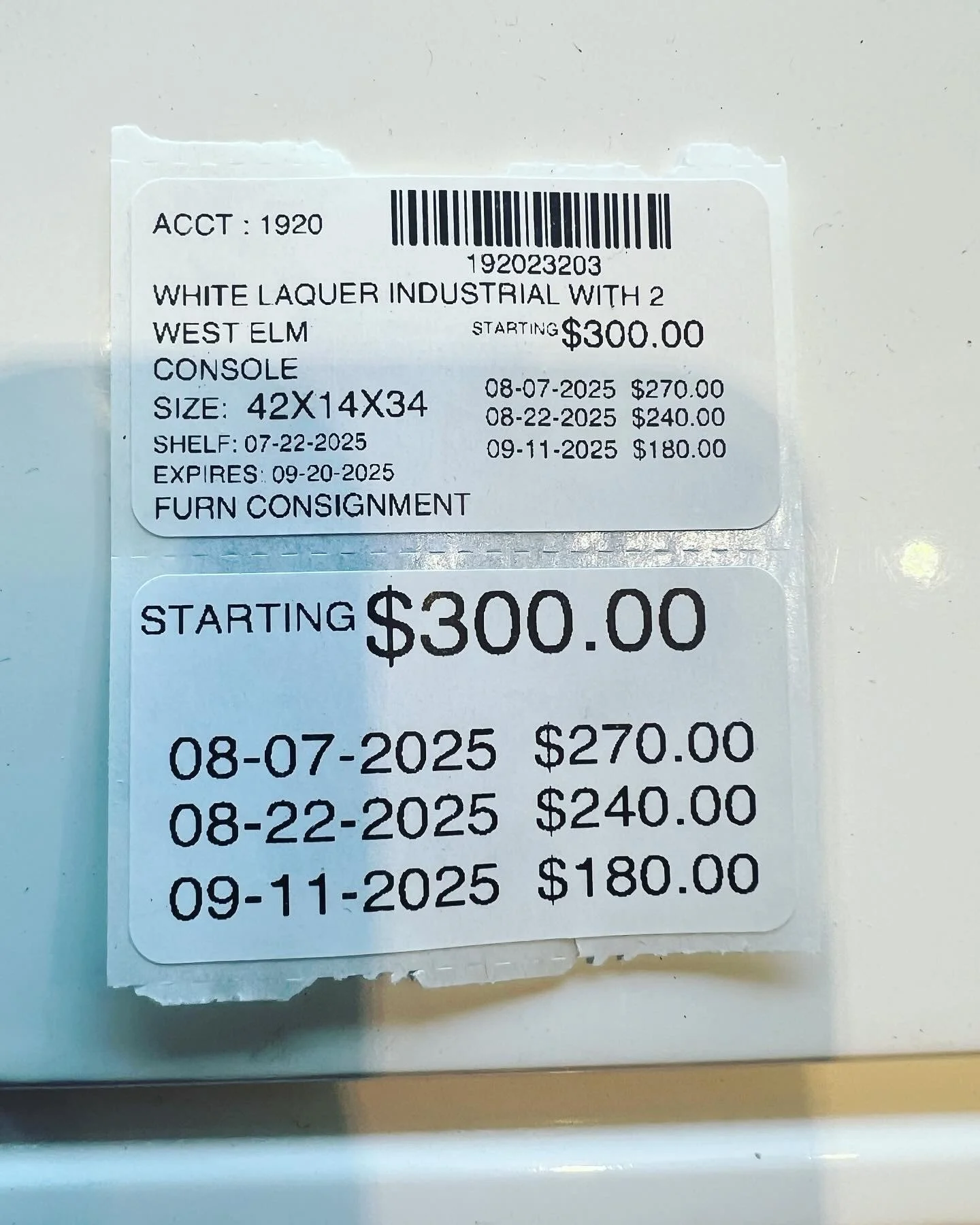 West Elm White Lacquer Console!