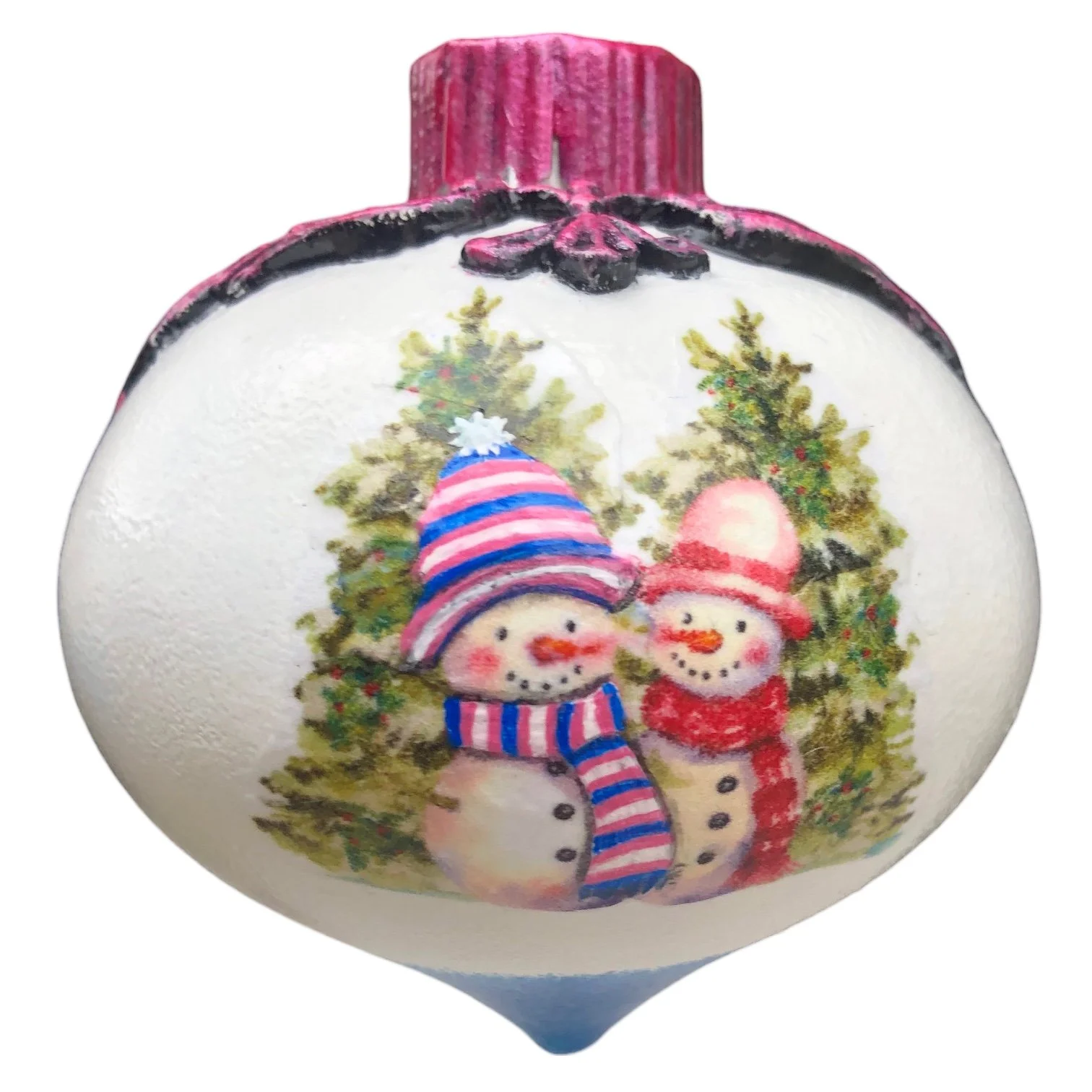 Pink Trans Snow Couple Ornament