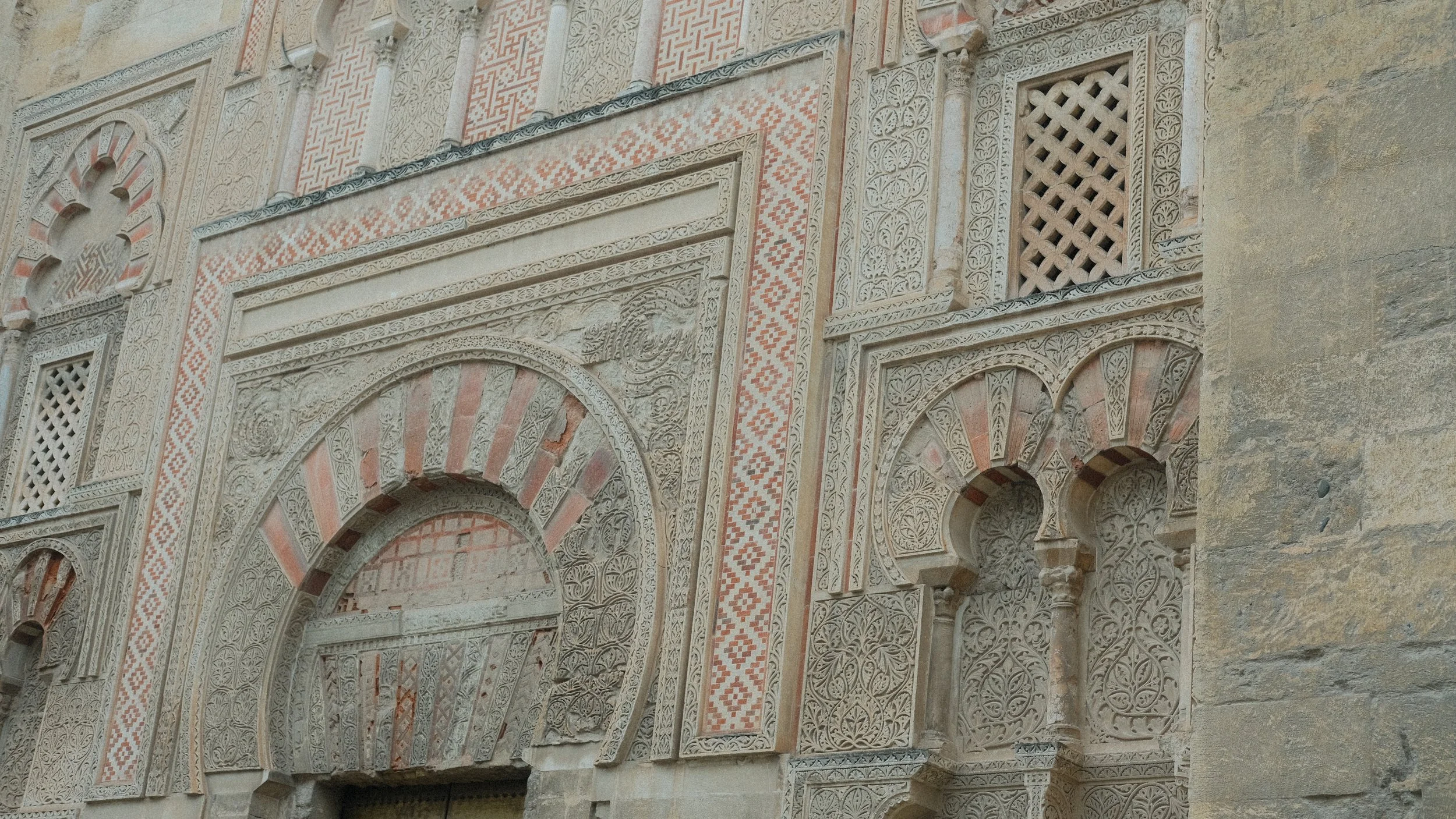  The facade of the Mezquita of Cordoba is also painted with Moorish designs. 