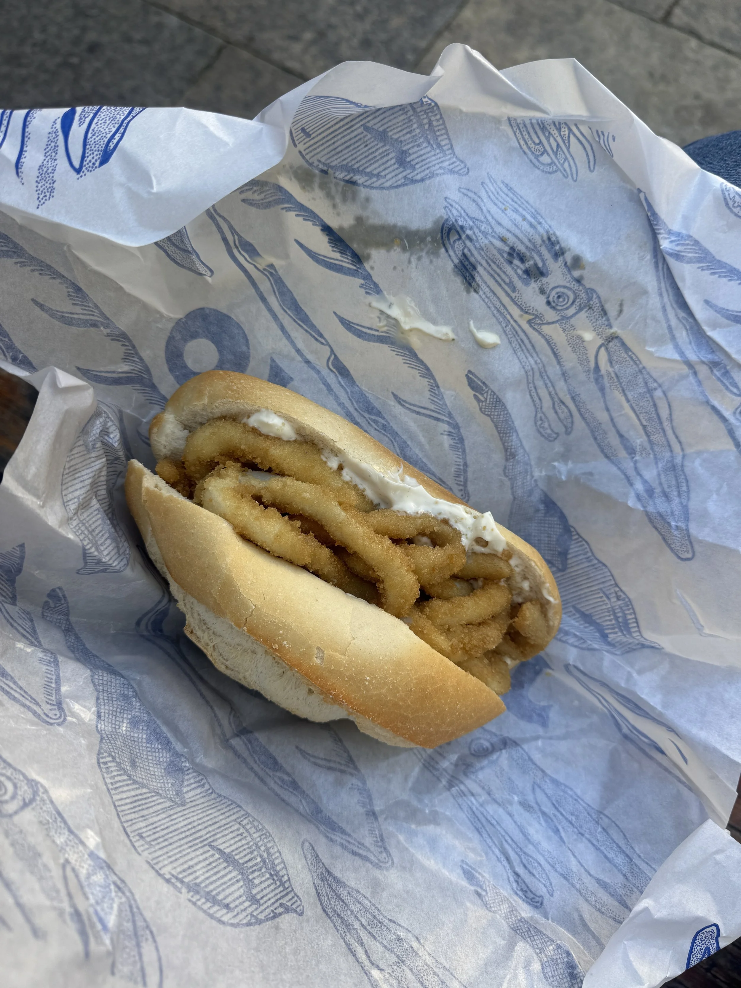  Calamares sandwich! So good, but I recommend always getting salsa picante (spicy) with any calamares dish. 