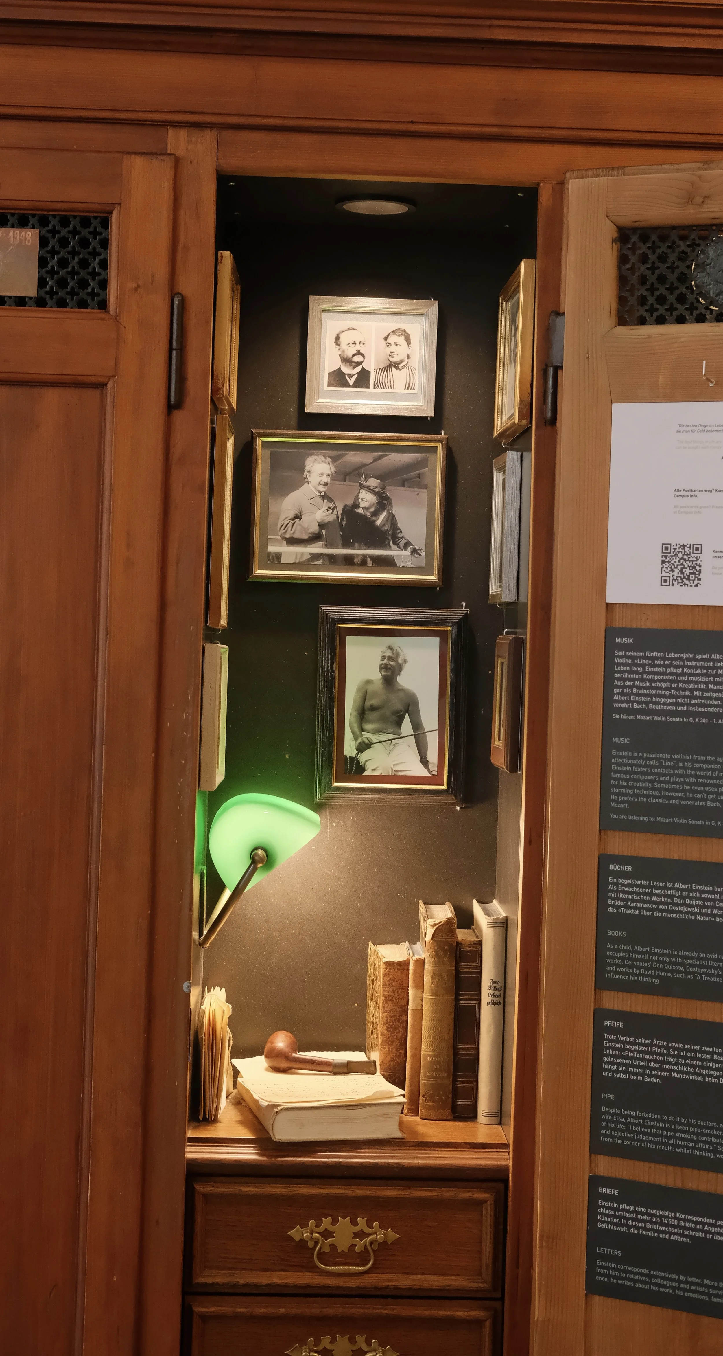  The memorialized locker of Einstein, who studied physics and mathematics here in 1890s and later taught for more years. 