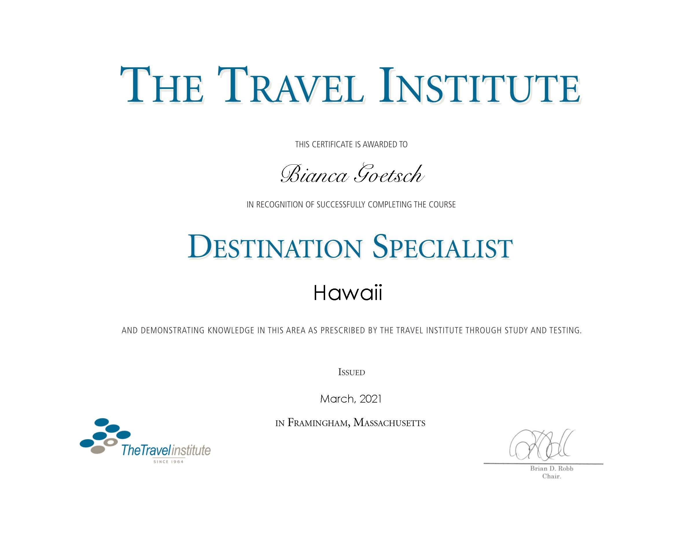 Cruising the Pacific is a Certified Destination Specialist for Hawaii travel vacations 