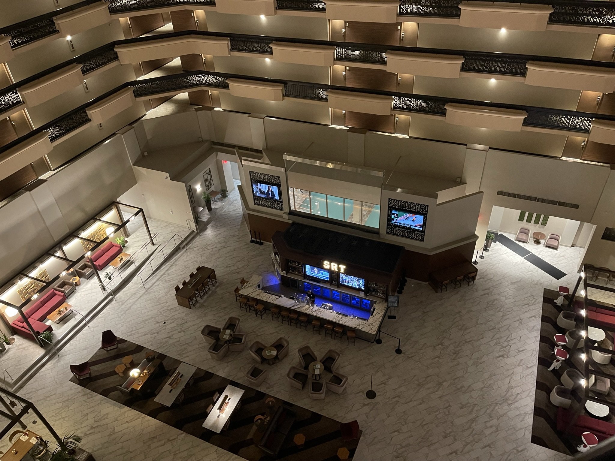  Bar serves happy hour daily and the pool is located behind the bar. It’s a neat view from higher up. 