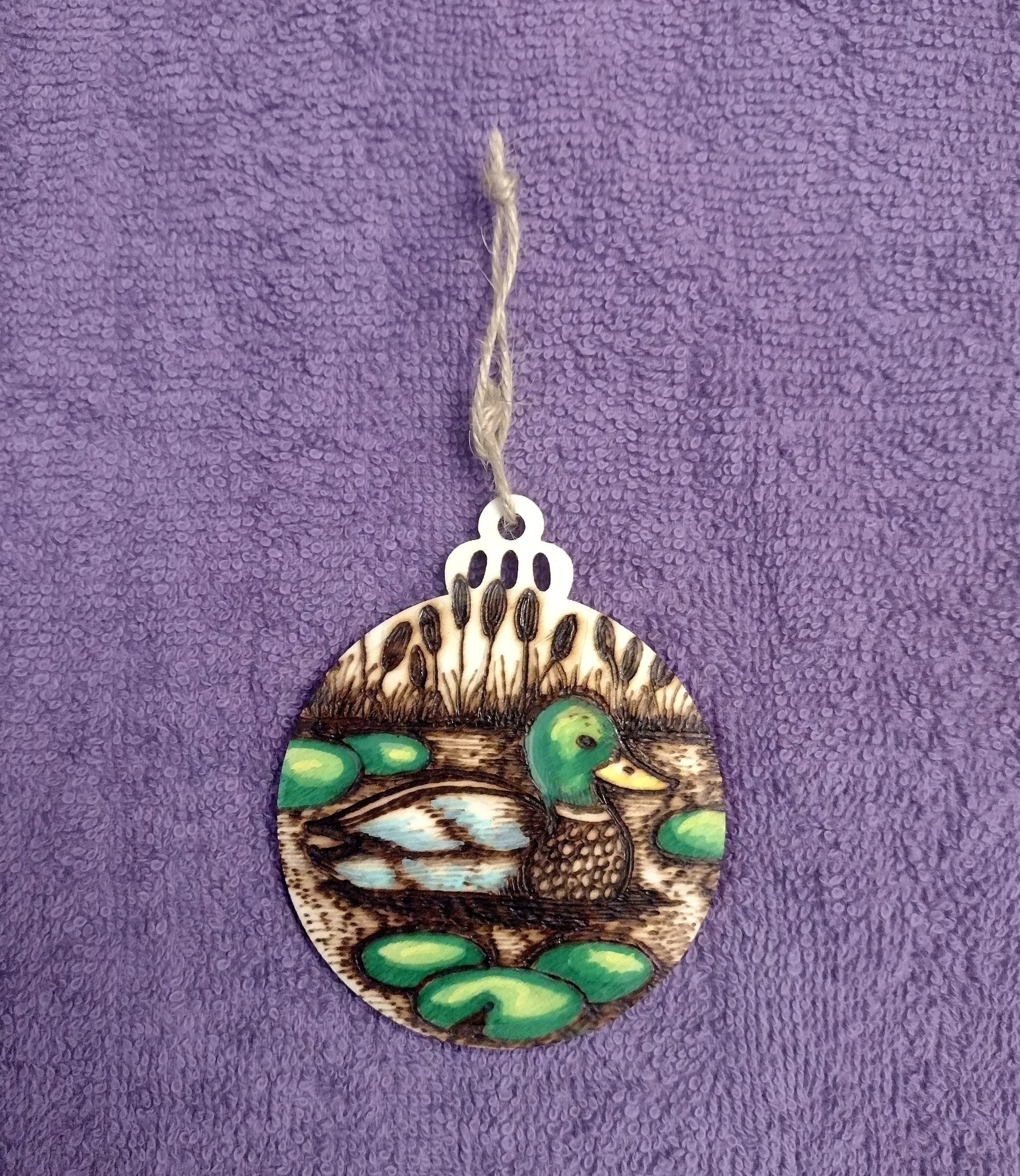 MADE TO ORDER- Colored Wood Ornament-Mallard Duck