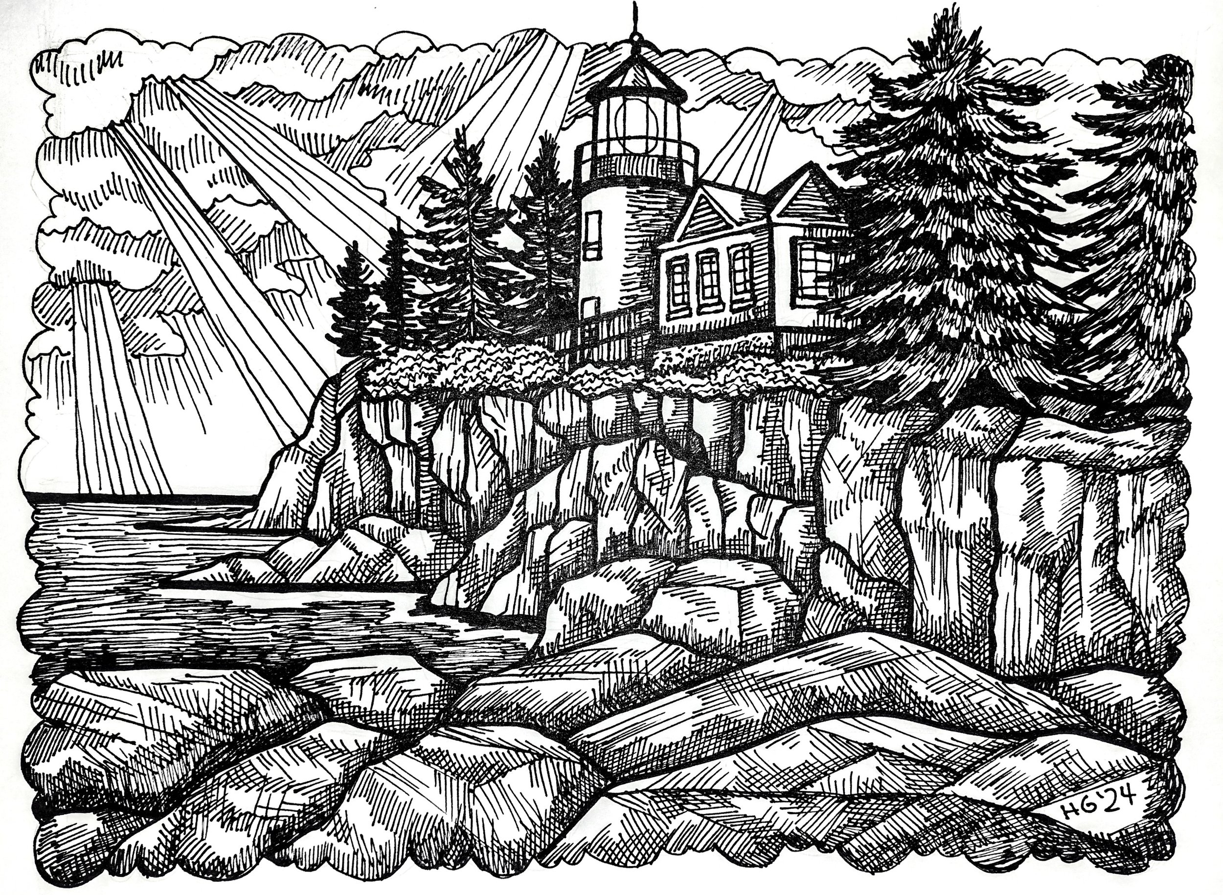 Stormy Cloud Break-Bass Harbor Lighthouse Ink.jpg