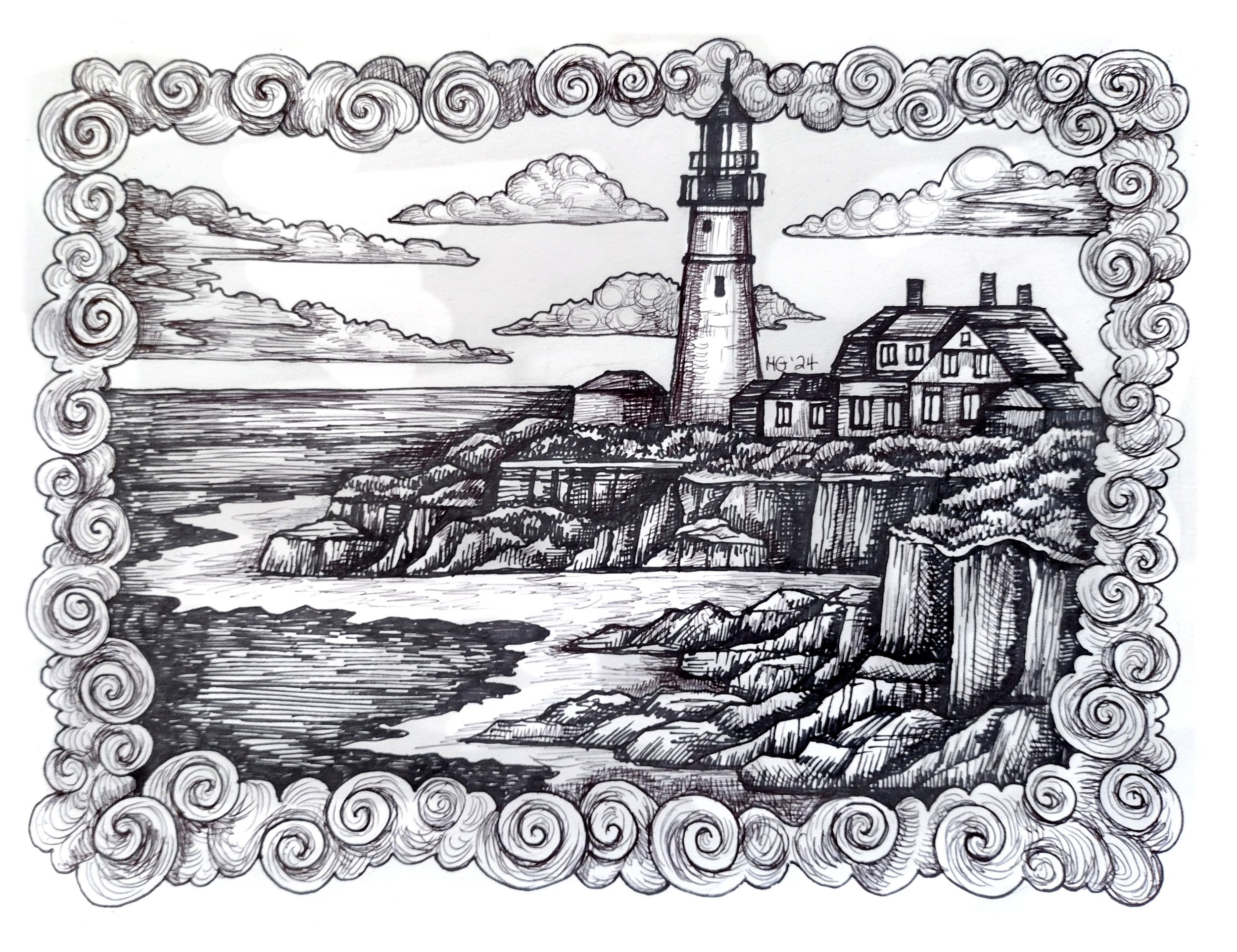 Portland Head Light Ink Stormy.jpg