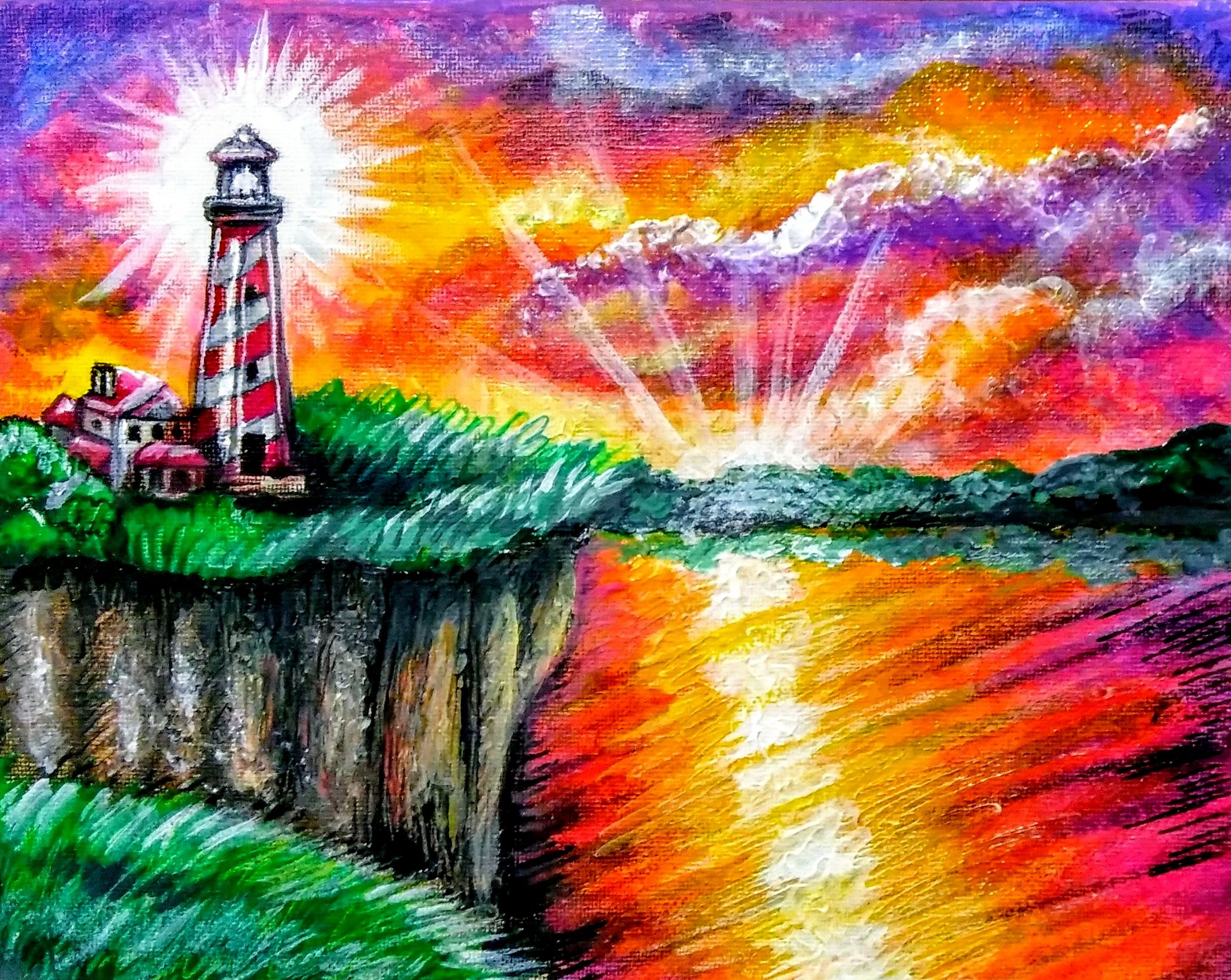Seascape Lighthouse Sunset-Acrylic.jpg