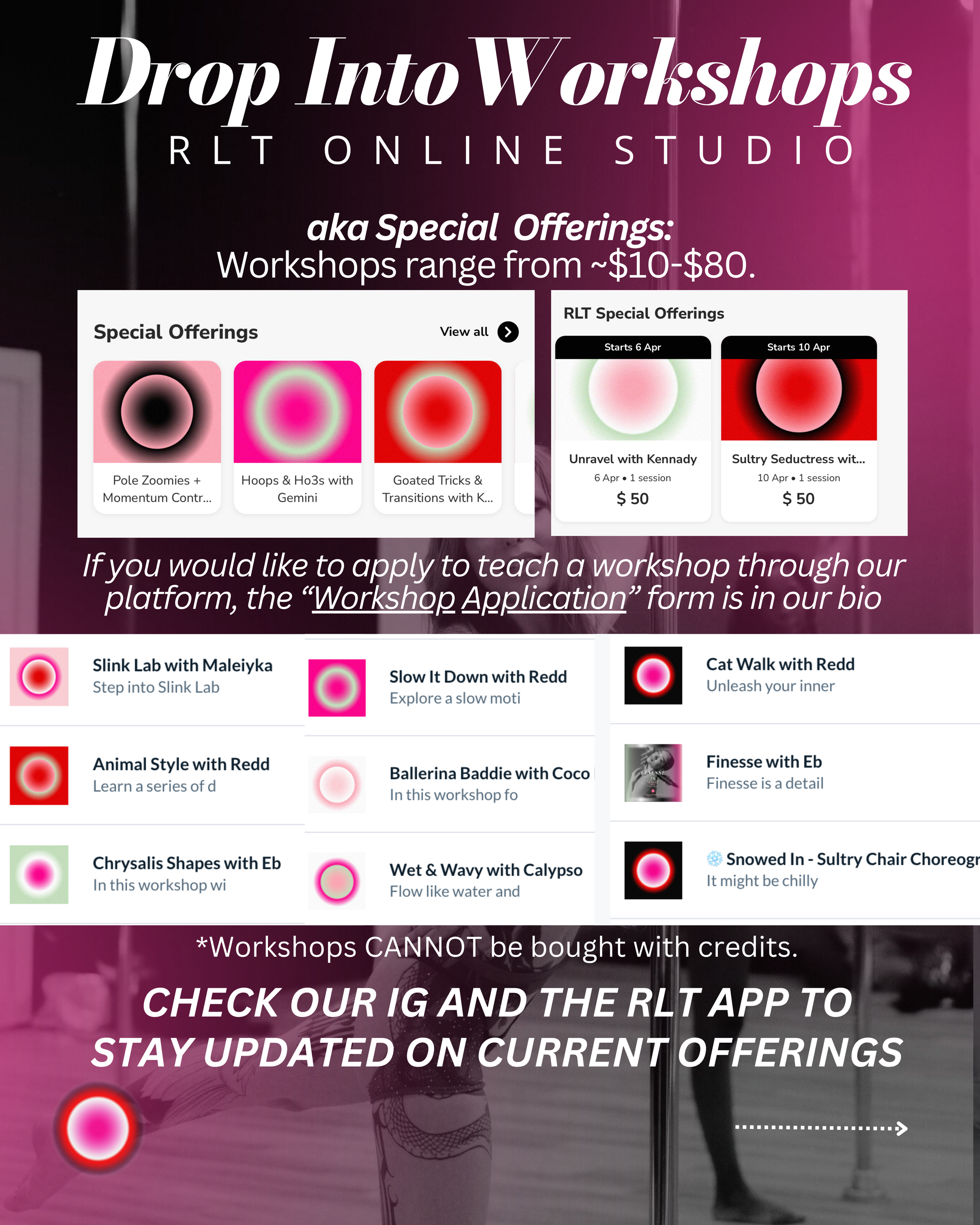  Drop Into Workshops: RLT Special Offerings