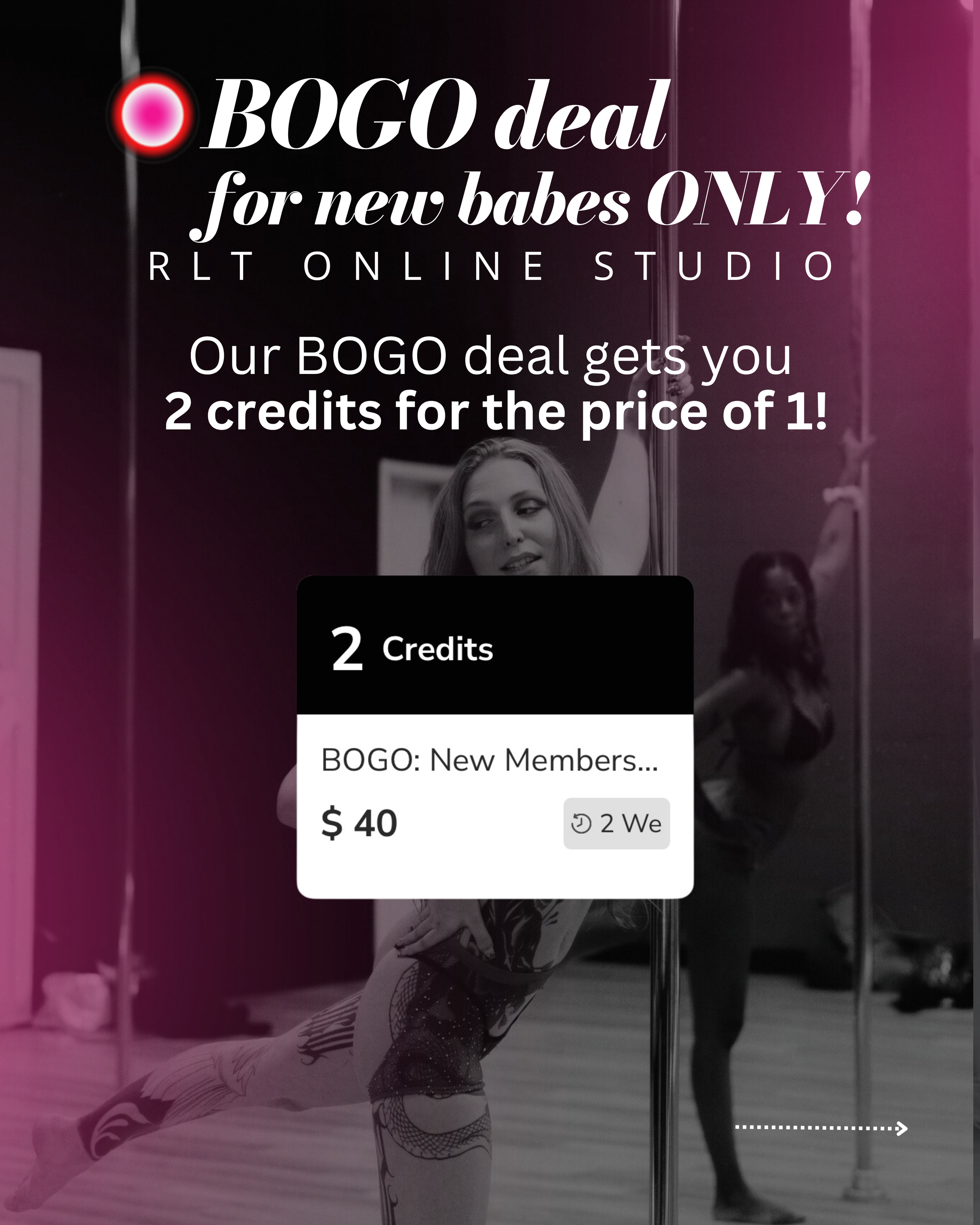  Redd Light Therapy BOGO deal for new babes only, 2 weekly class credits for the price of 1, $40