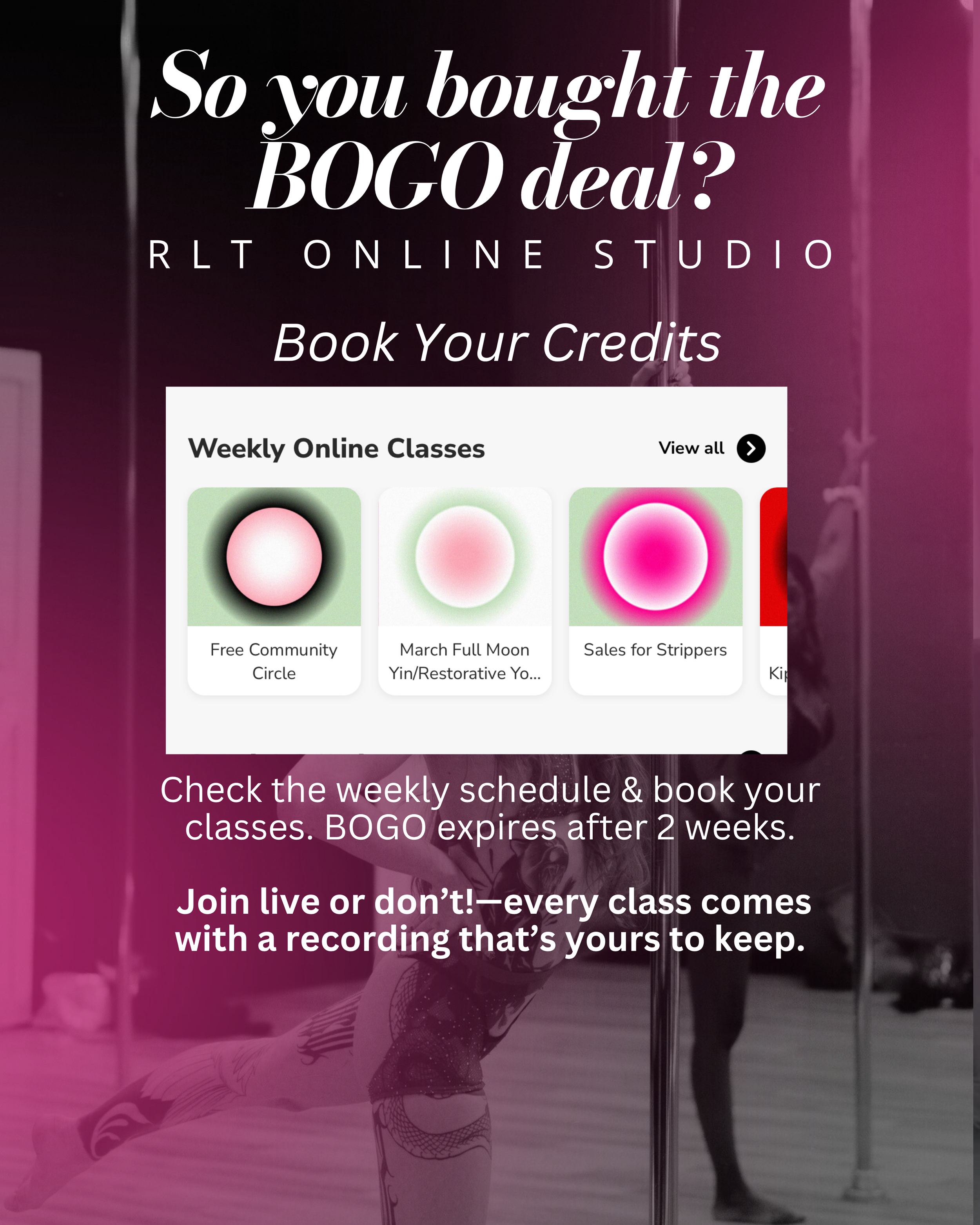 So you bought the BOGO deal? Book your credits on the Redd Light Therapy weekly schedule before it expires in 2 weeks