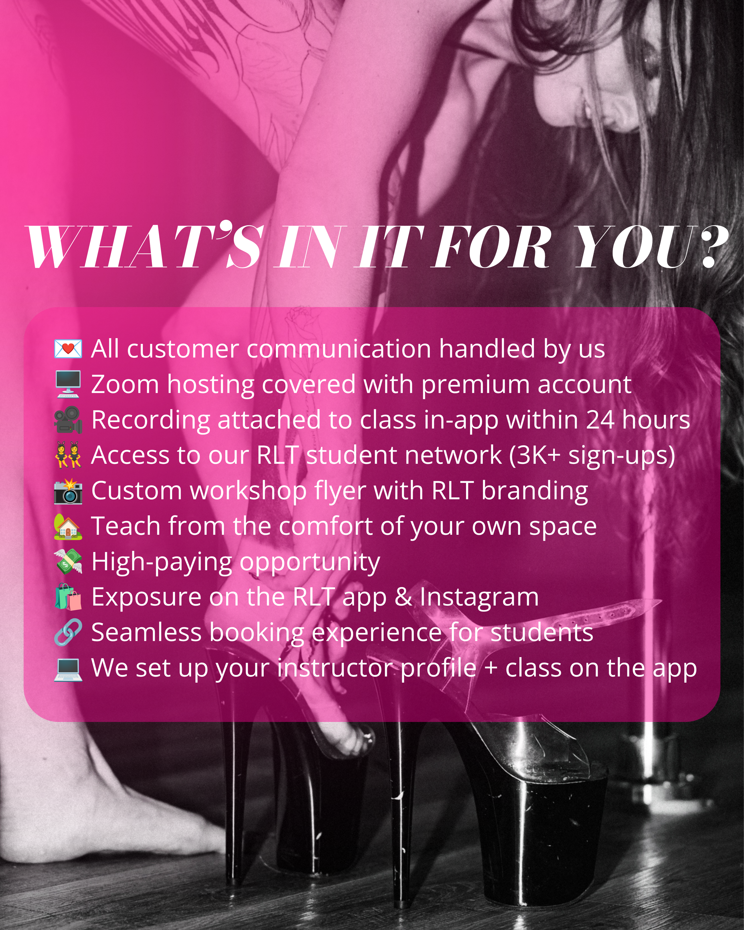 What's in it for you when you host a workshop with Redd Light Therapy — benefits include customer communication handled, Zoom hosting, and student network access