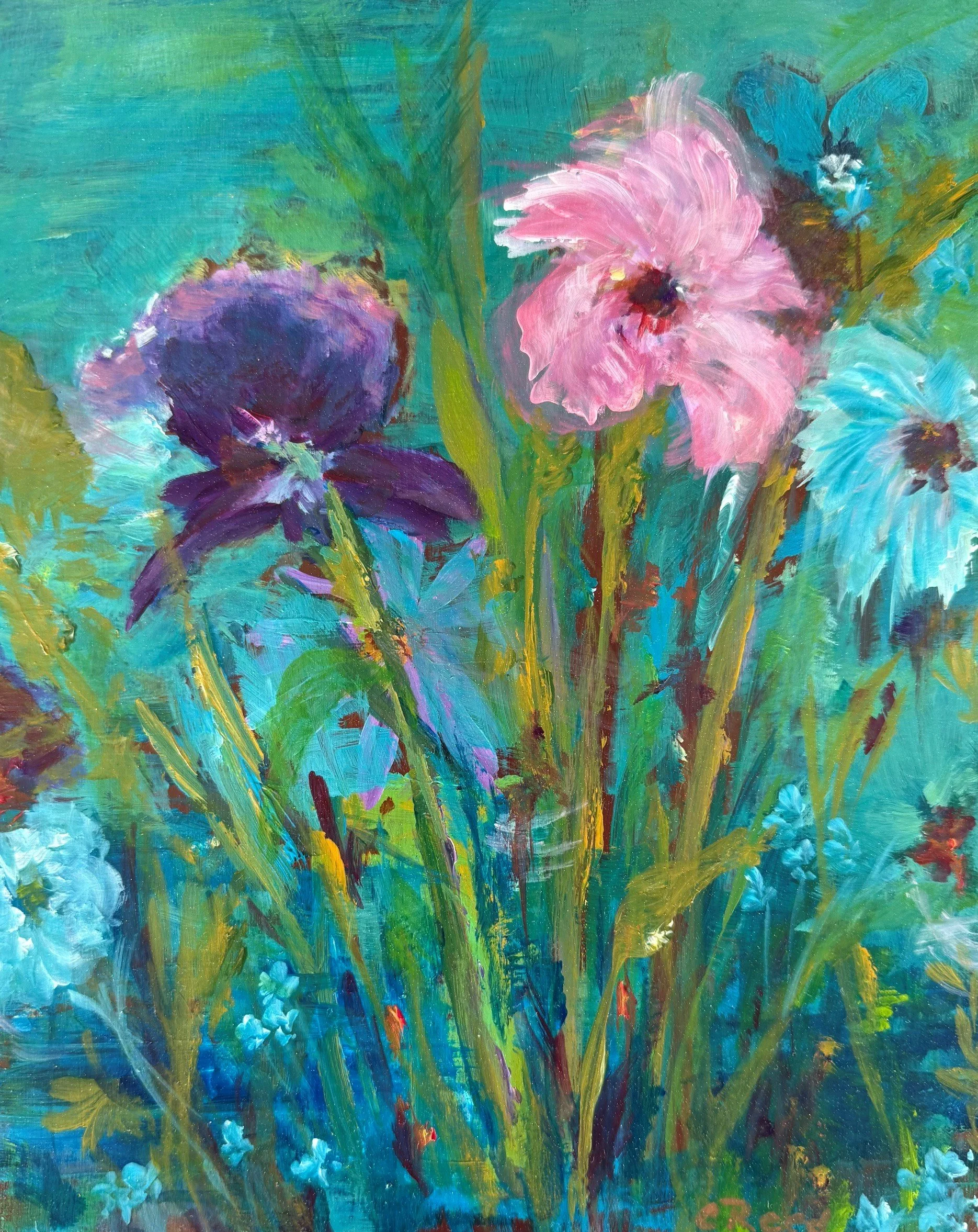 Breezy Flowers - 8x10 - Acrylic on Board