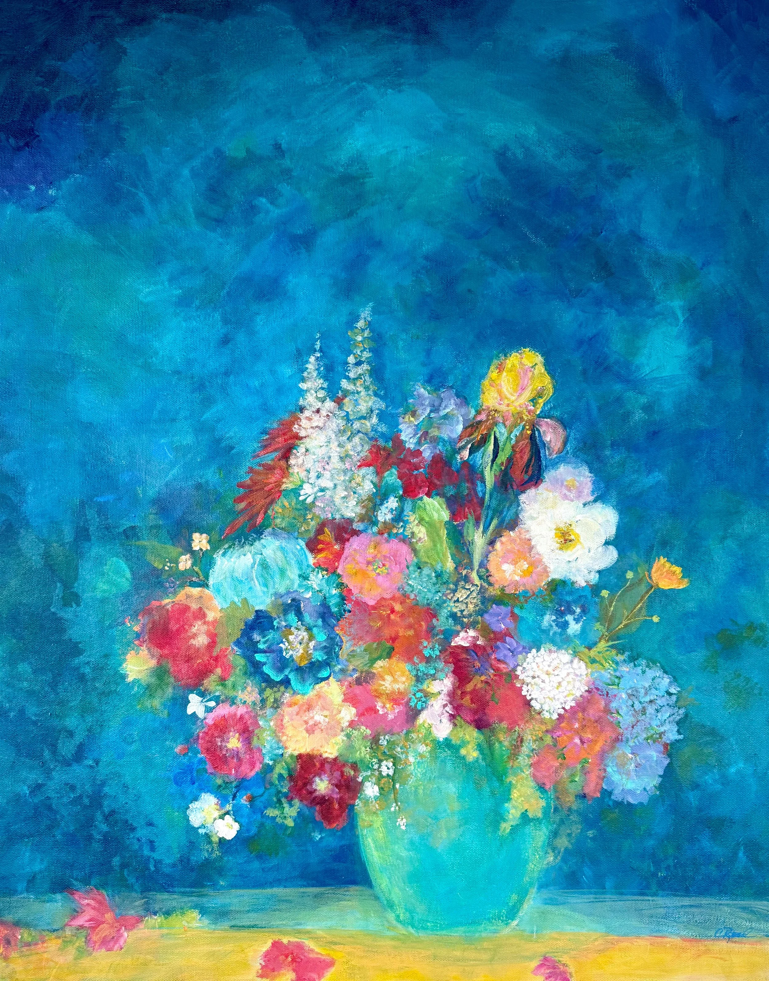 Blue Floral - 24x30 - Acrylic on Canvas