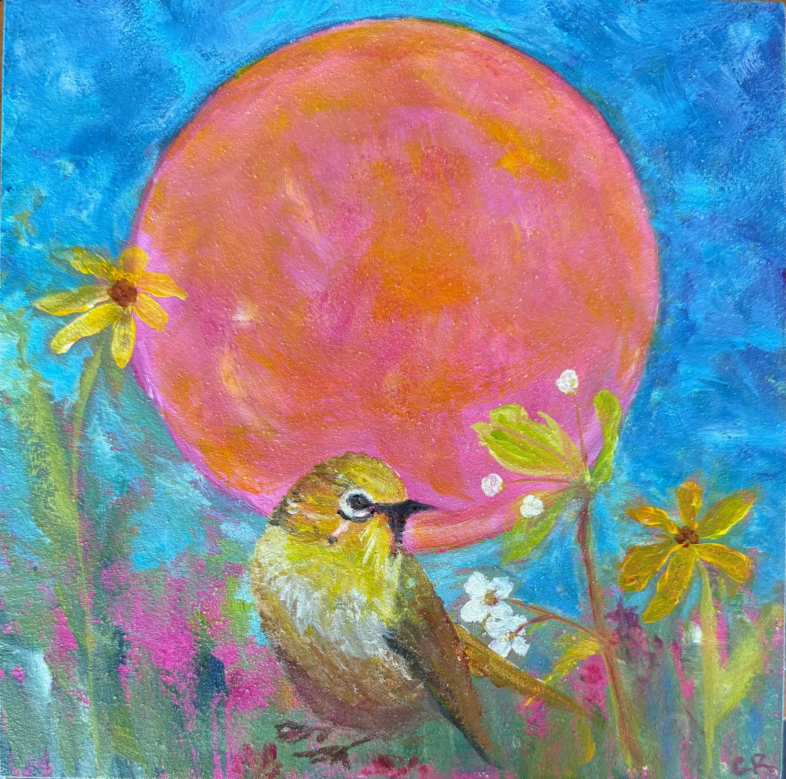 White-eyed Warbler - 8x8 Acrylic on Board