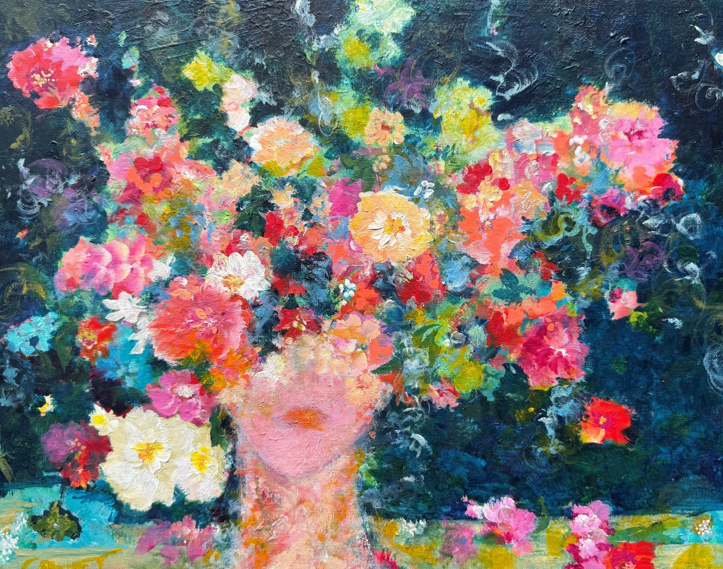 Thinking of Flowers - 11x14 - Acrylic on Board