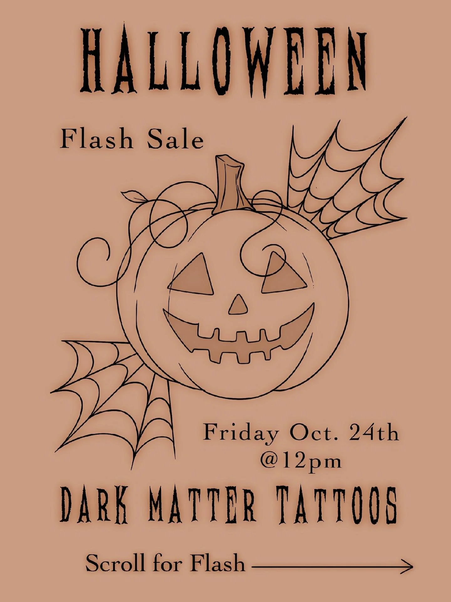 FLASH SALE ⚡️
Friday, October 24th &bull; 12PM
Walk-ins only &mdash; spooky flash
Prices vary $100-$200