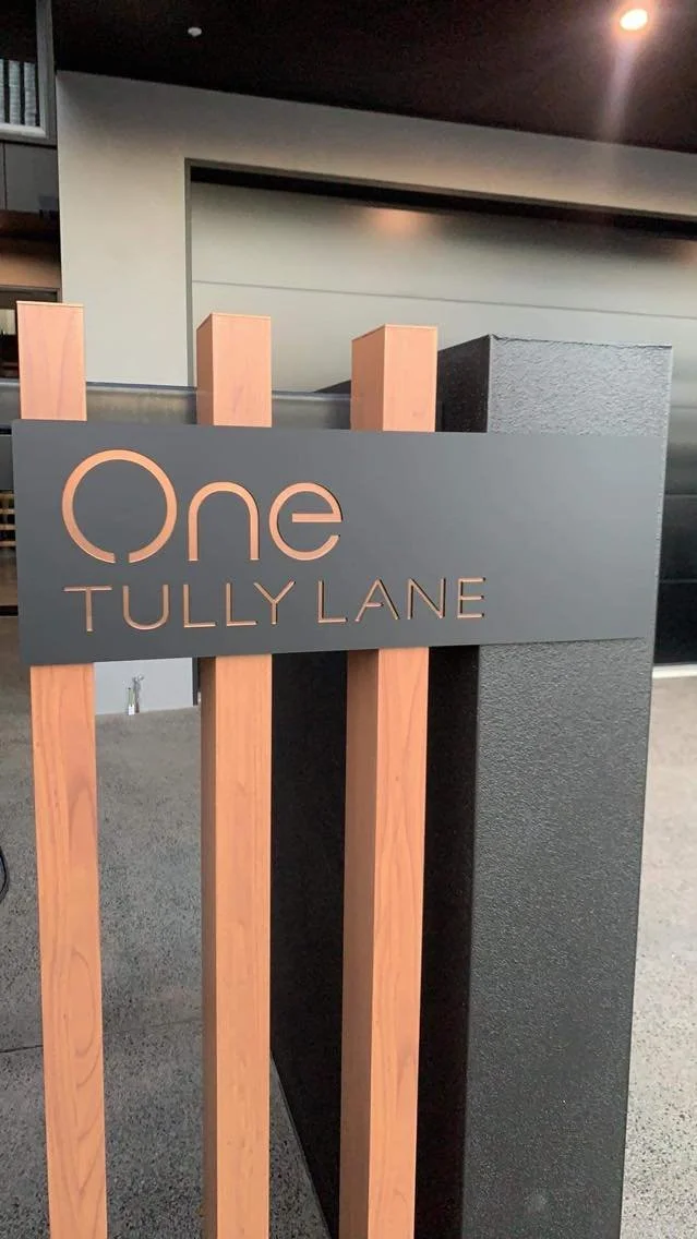 60x20cm House sign, black with brushed copper letters.