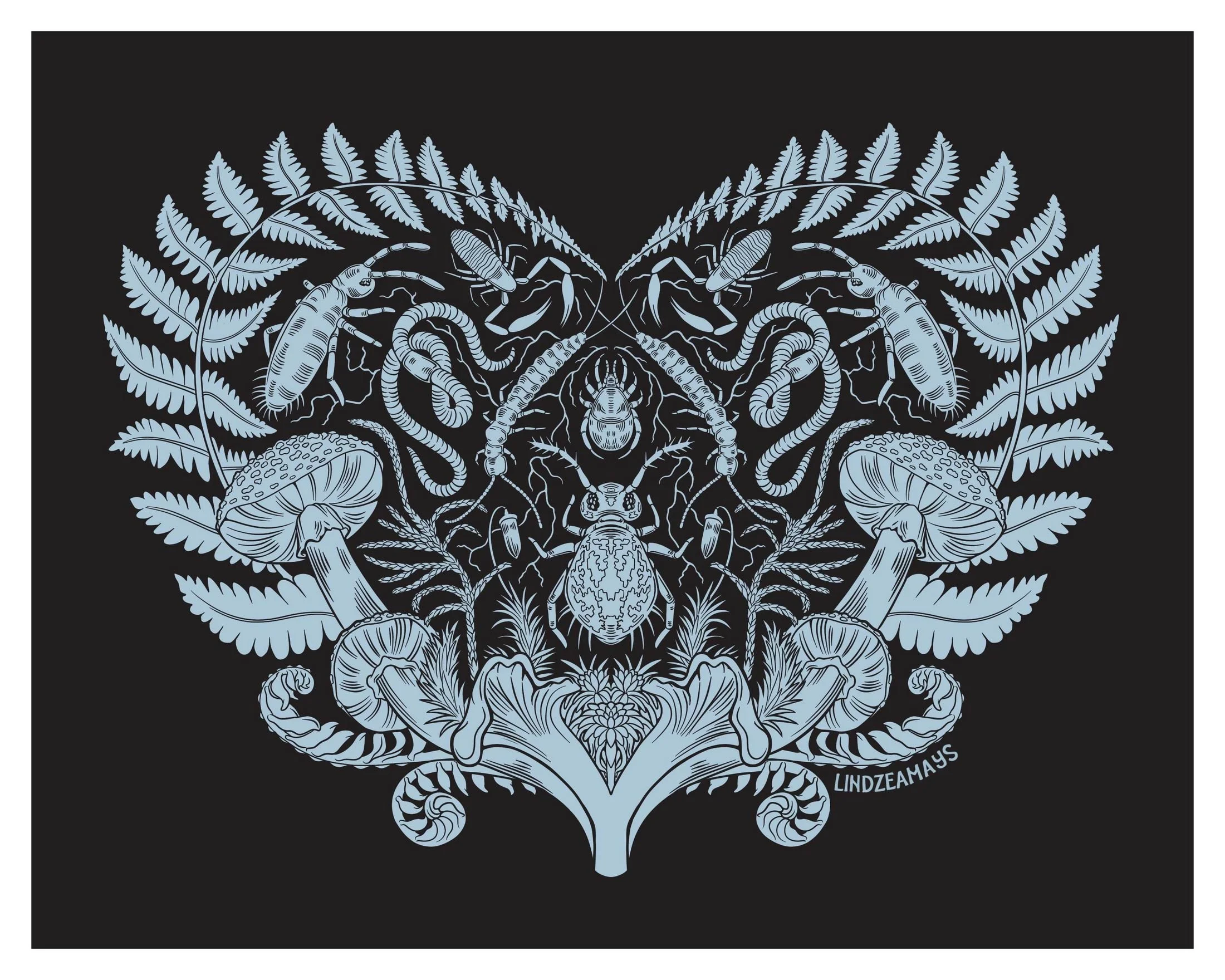 "Life in the Undergrowth." Digital drawing. Made using Procreate. (2025)