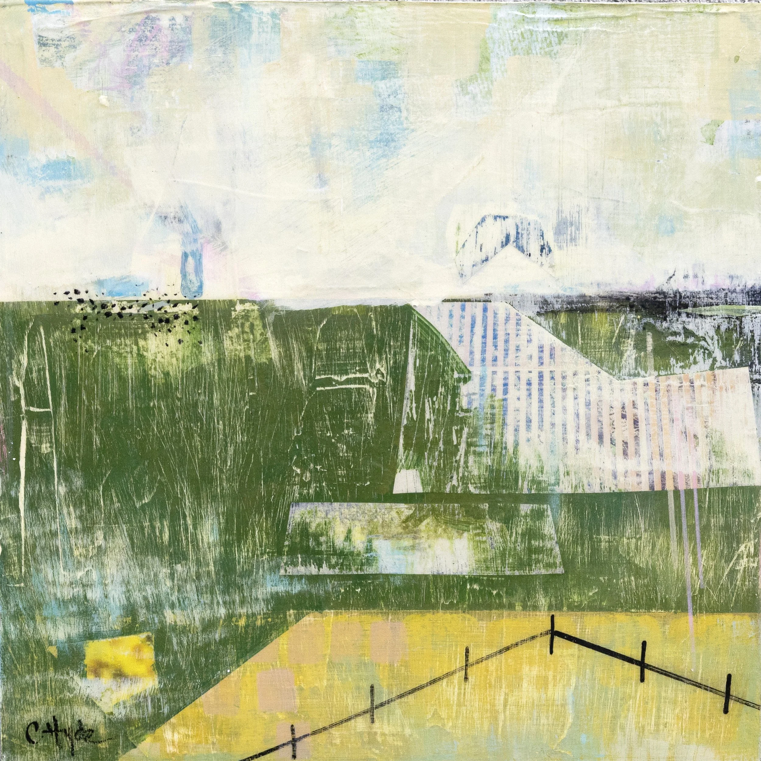  turn to gold  
10 x 10 x 1.75" 
acrylic and collage on birch 
$700