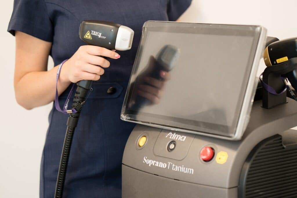 Experience the gold standard in laser hair removal. The Alma Soprano Titanium offers advanced cooling, comfort, and proven results at Bare Med Spa.