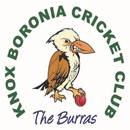Logo of Knox Boronia Cricket Club featuring a crowned bird holding a cricket ball