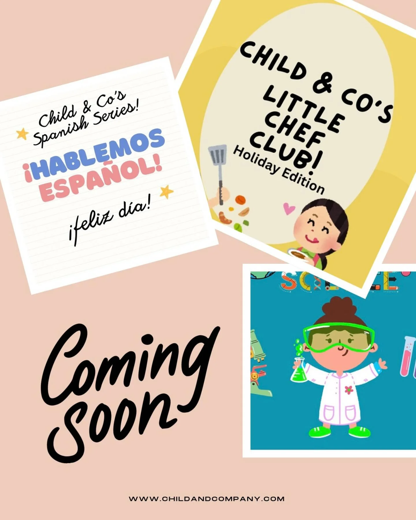 🎉 The holiday classes are here, and you wouldn&rsquo;t want to miss them😍🍁 Get ready to have fun with your little ones with our amazing family activities✨

Caregiver &amp; Me Spanish Series
Mix &amp; Mess Science Fest
Little Chef Club

Spots are l