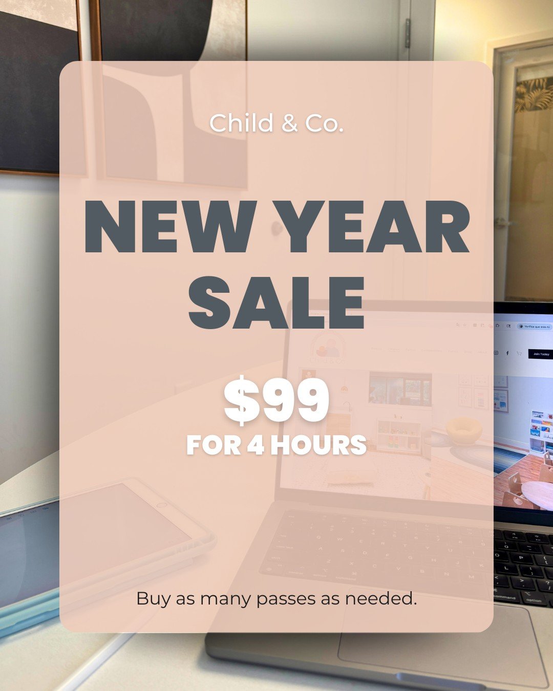 Ready to kick off the new year with more focus, flexibility, and support?

Just for YOU this January: our drop-in pass is $99!

This pass includes:
✔️ 4 hours of office time to get real work done
✔️ 4 hours of Supervised care so you can focus uninter