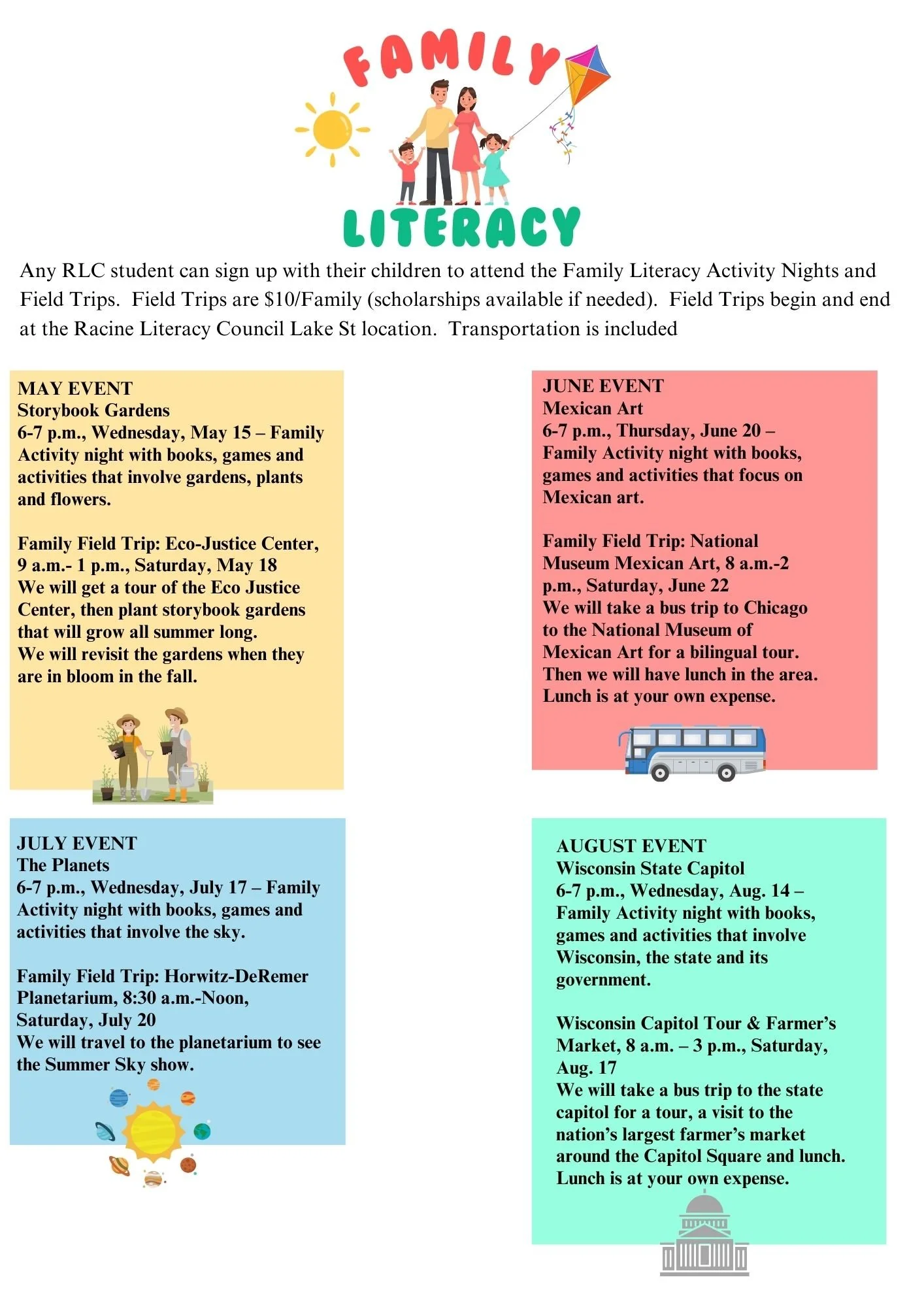 Calendar of Events — Racine Literacy Council