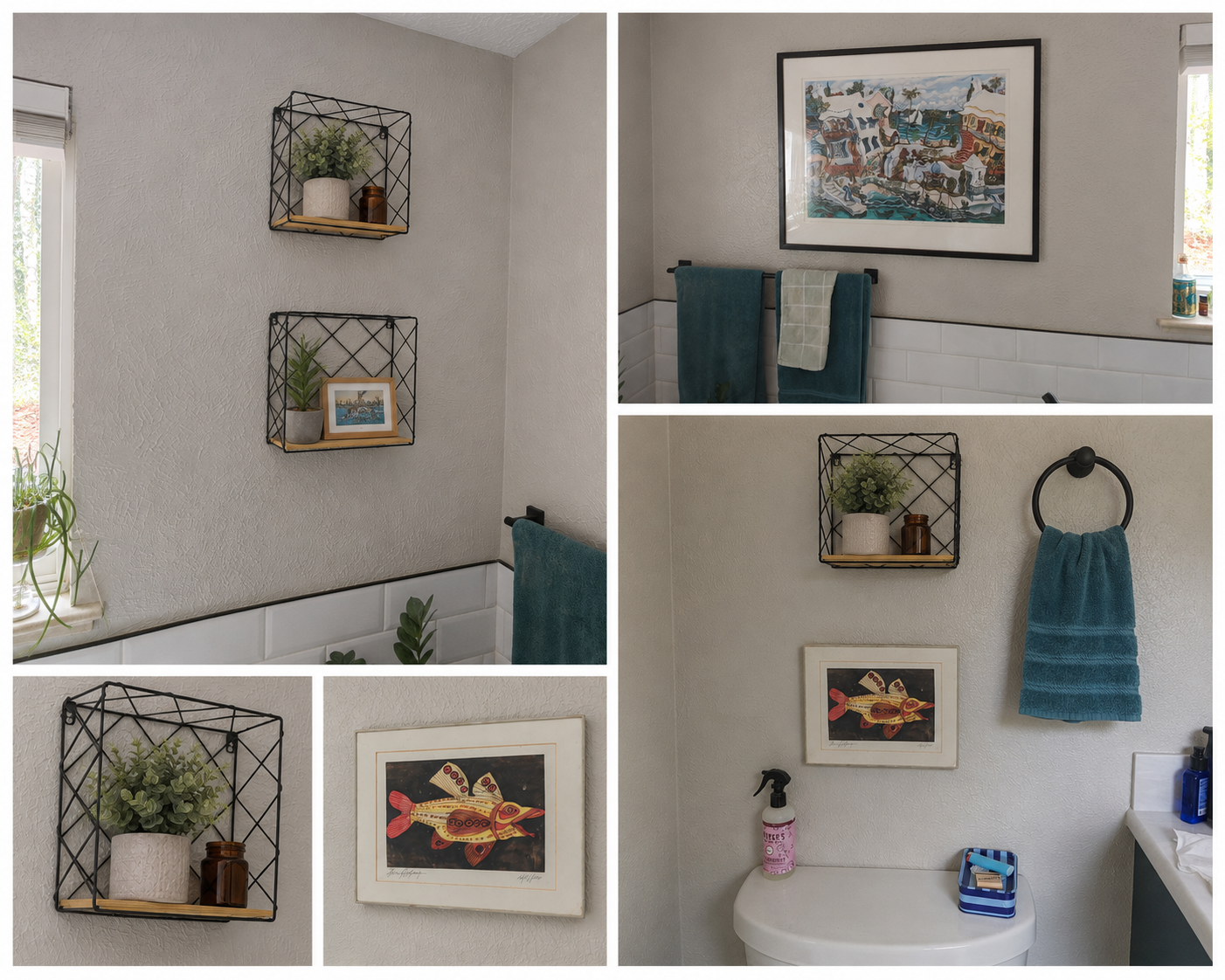 Decorative wall shelves professionally installed in a Scenic Heights home by Arvada Handyman.