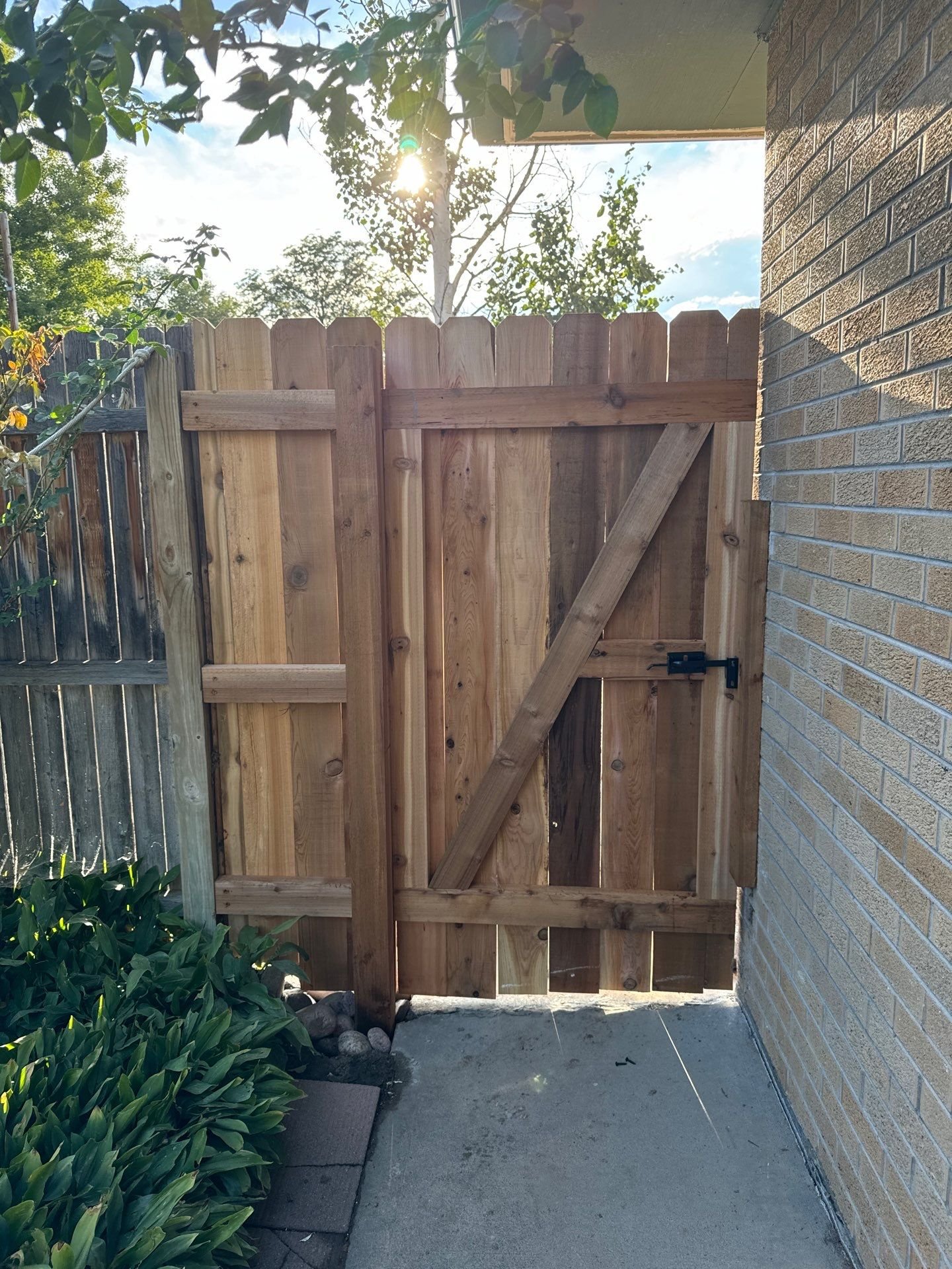 Cedar gate frame constructed with proper diagonal bracing