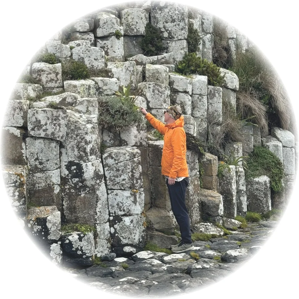 Adrian inspecting plants in the rock niches