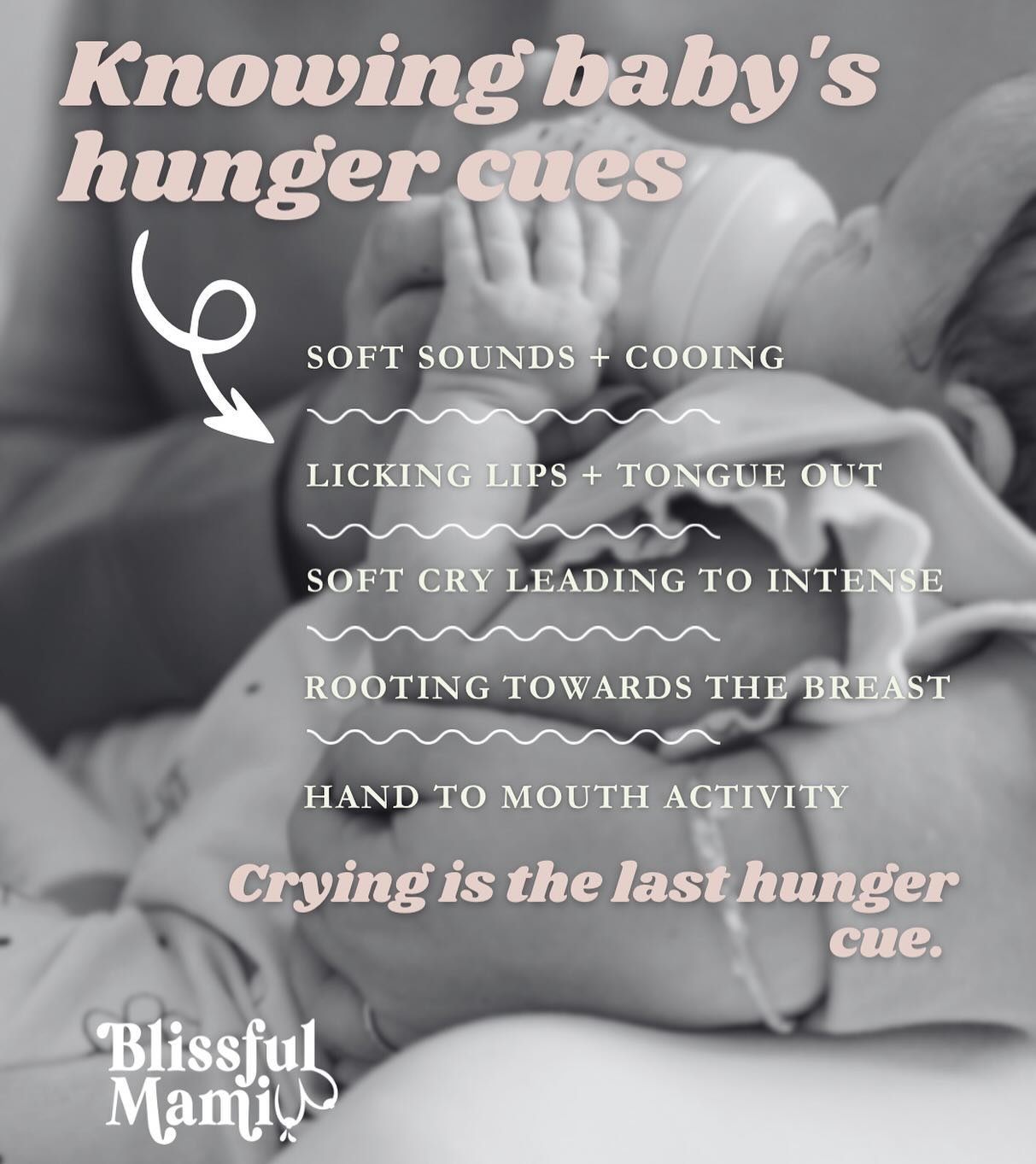 This would&rsquo;ve been really helpful to see as a FTM who&rsquo;s new to this little 👶🏽 world! I *assumed* crying could mean a number of things including that baby is hungry. Little did I learn that there&rsquo;s hunger cues you can look for. ⤵️
