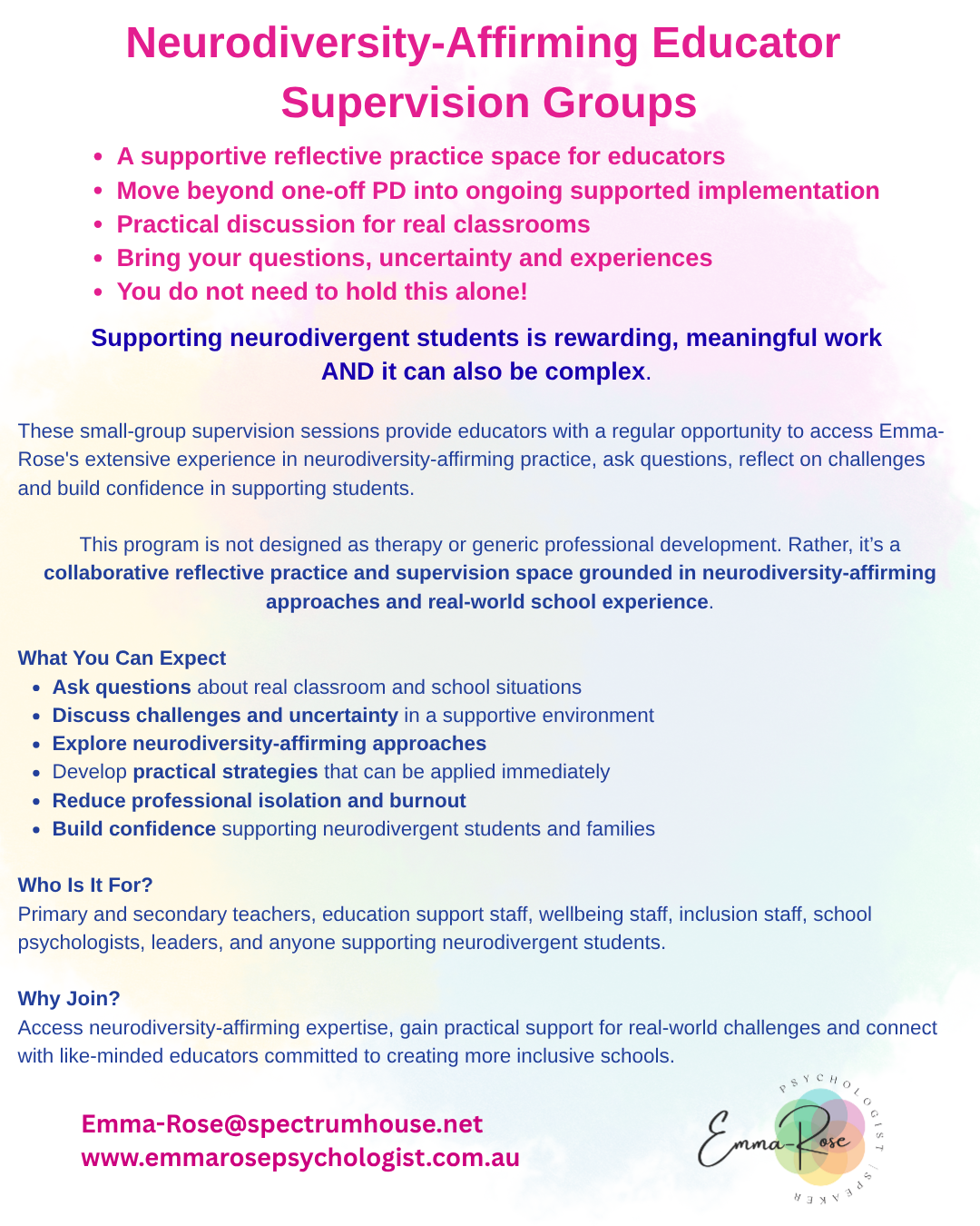 Neurodiversity: Educator Supervision Sessions. 